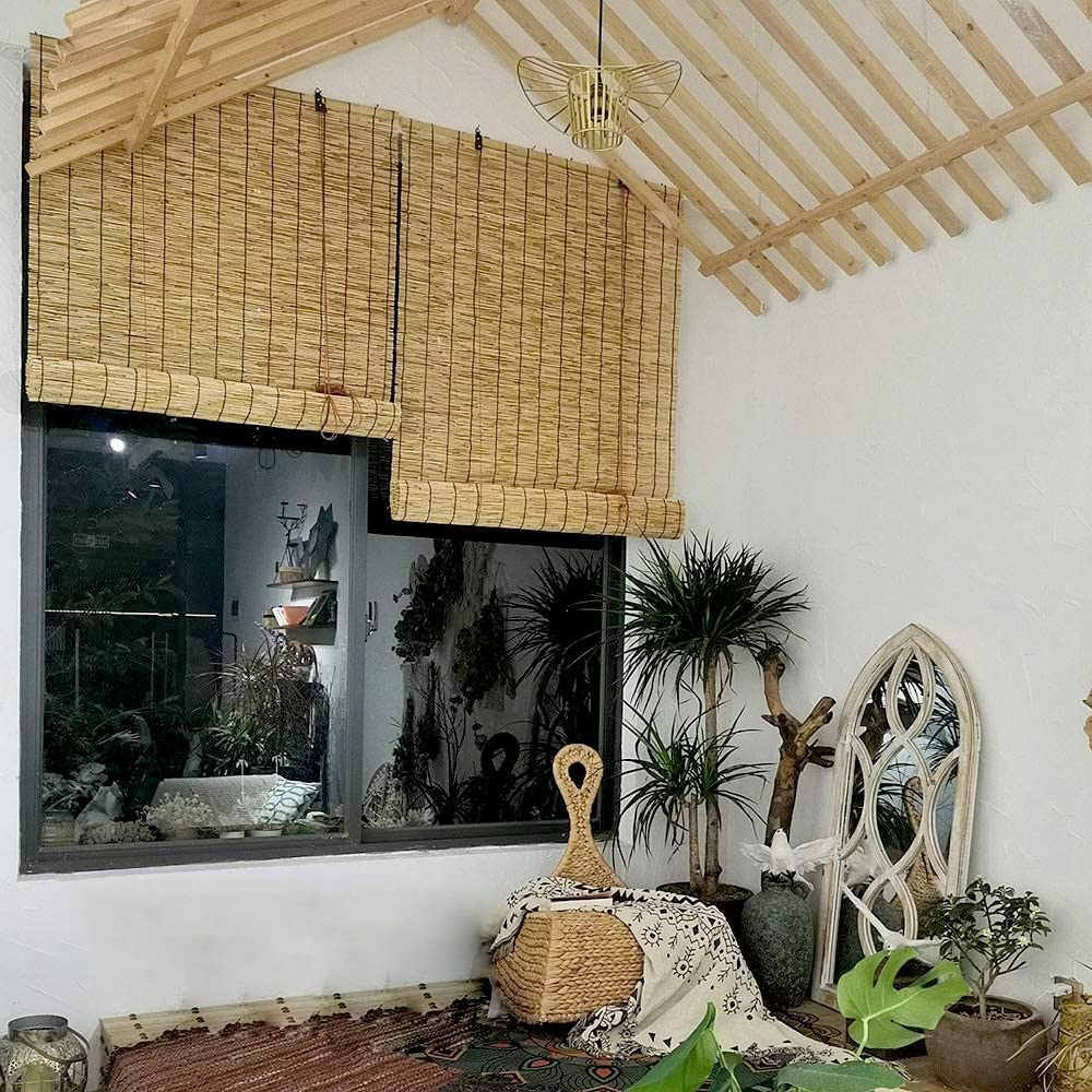 Tenda A Rullo In Bambù Retrò, Lamellare Naturale Parasole Per Balcone