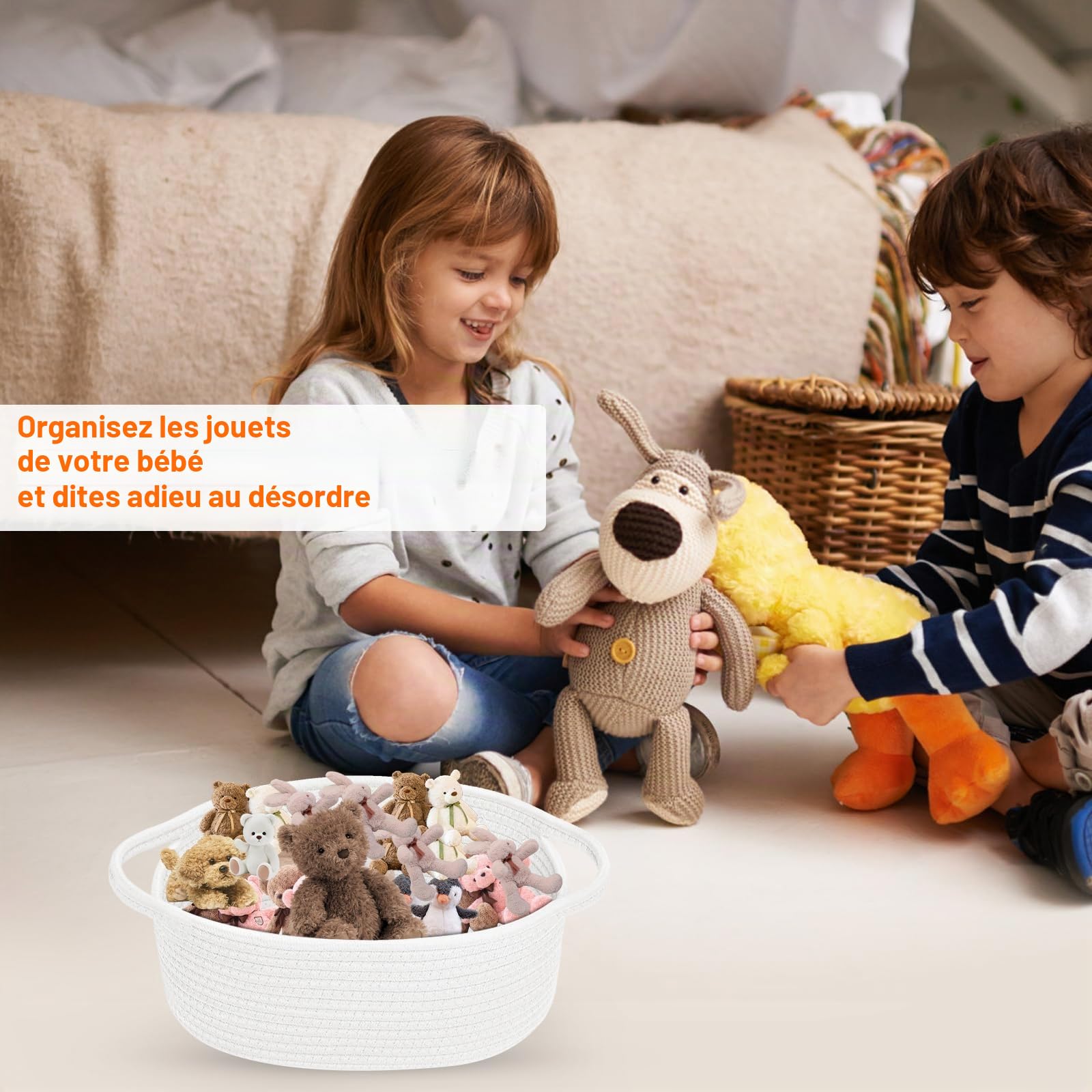APOMOONS Panier Cadeau Vide à Garnir Tressé avec Sacs Cadeaux et Rubans, Panier Garni A Offrir Panier de Présentation Vide pour Fête Prénatale, Anniversaire, Mariage, Pâques
