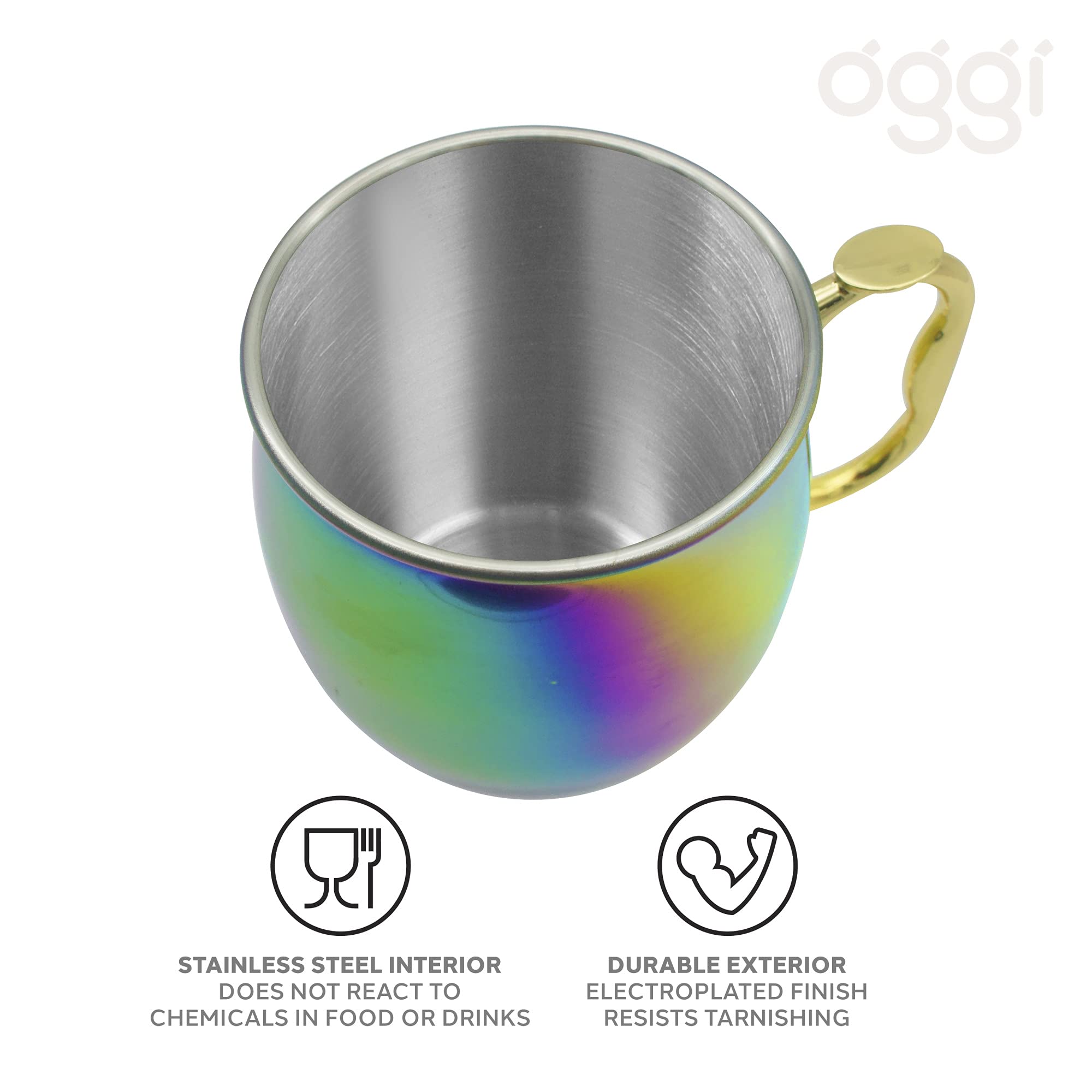 Amazon.com: Oggi Stainless Steel Moscow Mule Mug - 20 oz, Rainbow