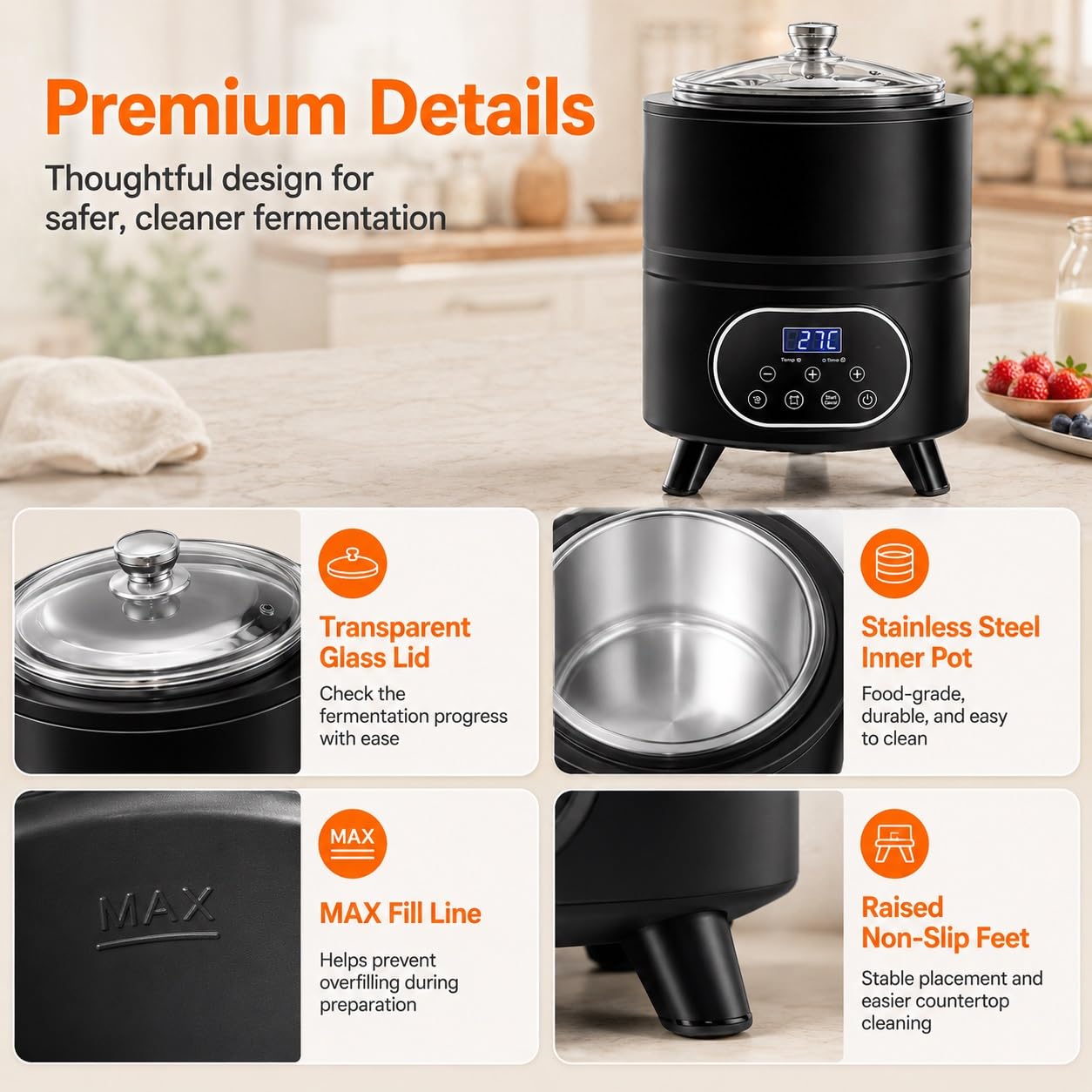 VZXATYOP Yogurtera con Temporizador, Incubadora De Fermentación De 8L/12L