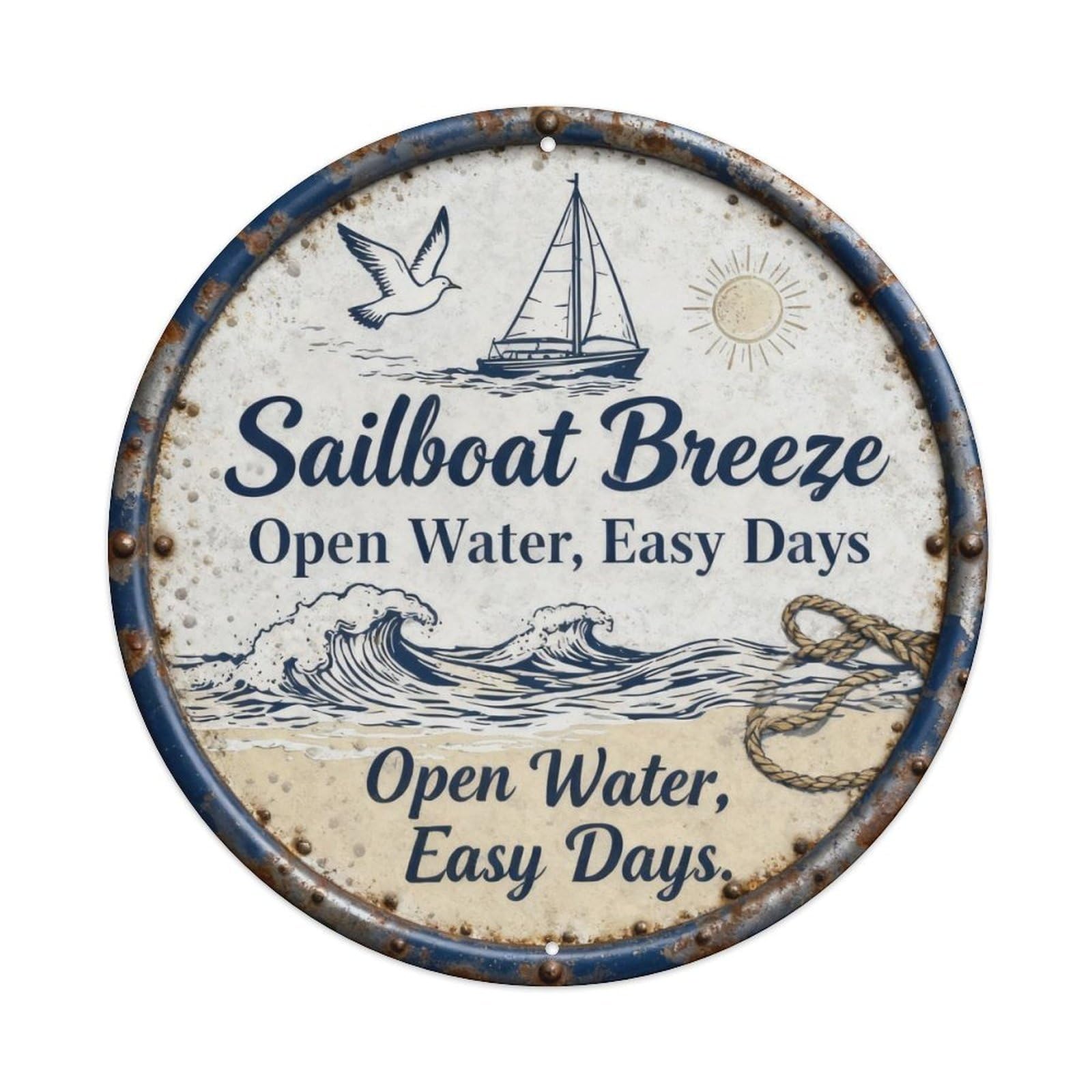 Sailboat Coastal Beach Decor Metal Tin Sign Plaque