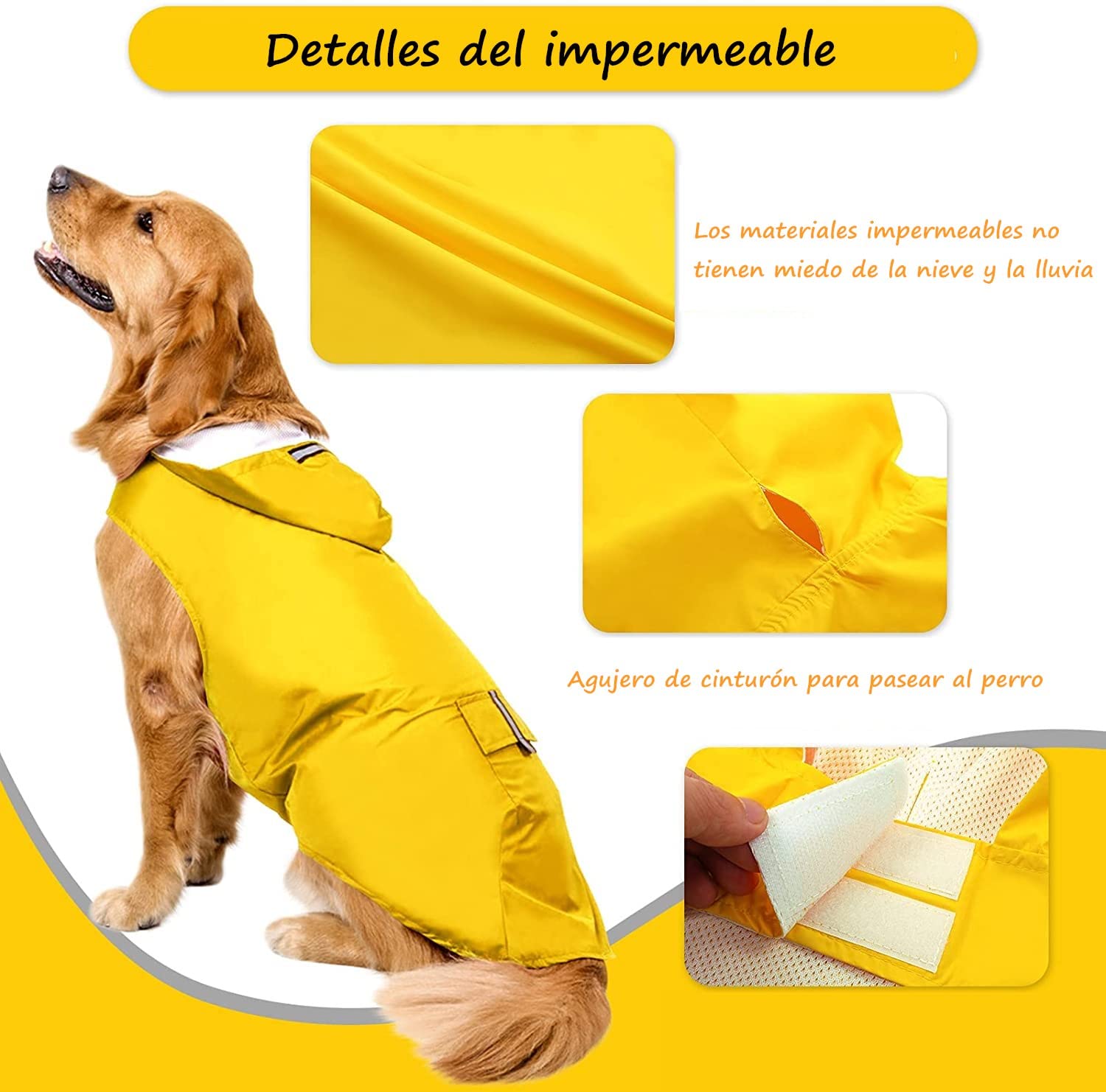 Voarge Impermeabile per cani di medie e grandi dimensioni con cappuccio, poncho riflettente per piccoli cani (4XL, rosso)