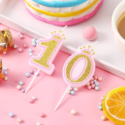 Miniatura 6 de Vela de 10 cumpleaños para niña y niño, vela número 10, velas numéricas para tarta, velas para cumpleaños, bodas, aniversarios, fiestas, suministros