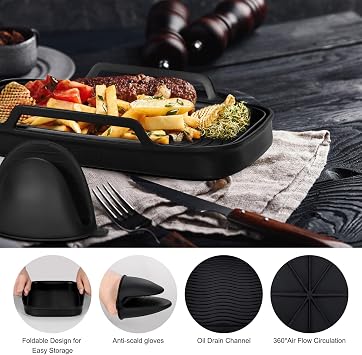シリコーンエアフライヤーライナー 2個パック Ninja Air Fryer Dual用 再利用可能なシリコンエアフライヤーバスケット エアフライヤーアクセサリー エアフライヤーシリコンライナー Ninja DZ201 DZ401 8-10QT Foodi用