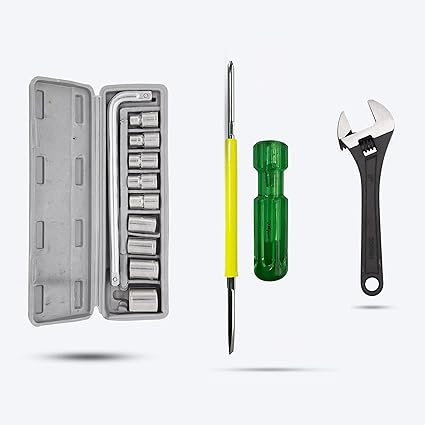 Hillgrove HGCM413M1 10Pcs Hex Socket Spannar Set with 2in1 Screwdriver and 8