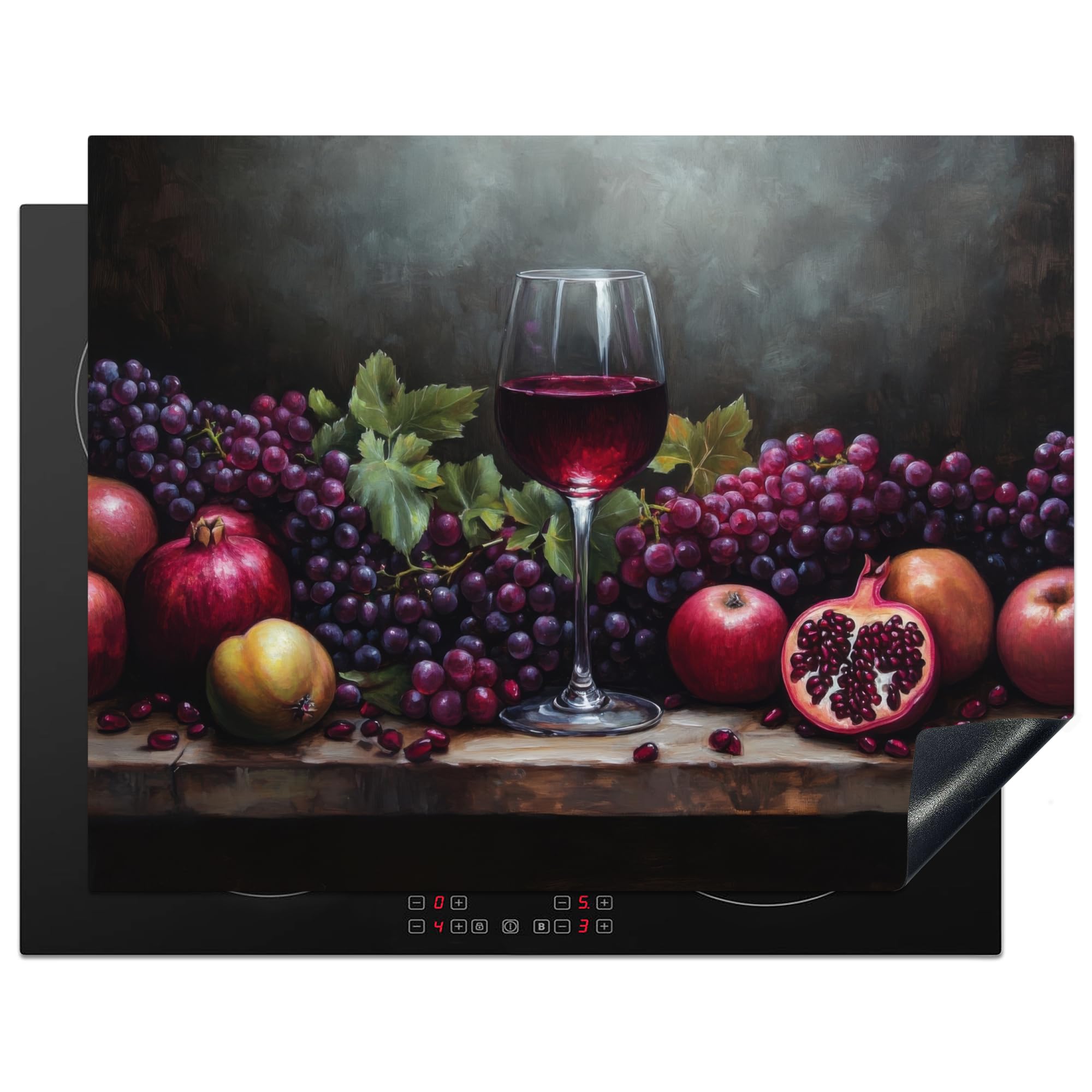 KitchenYeah© Induction Hob Cover Protector Mat 23.2"x30.3" / 77x59 cm Kitchen Universal Ceramic Covers for Electric Cookers Vinyl Wine - Fruit - Still Life