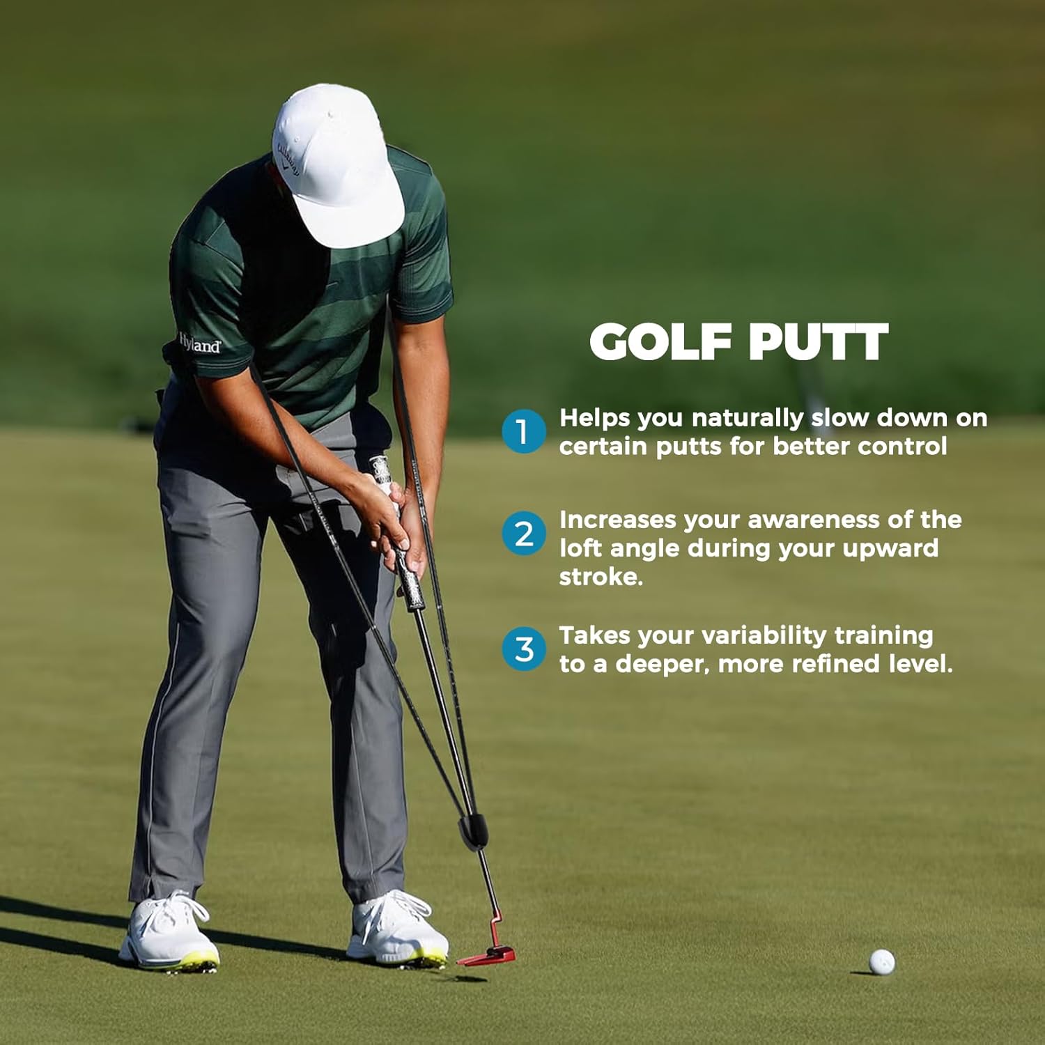 Golf Putting Practice Aid Putter Alignment Aid for Precise Putting Practice, Compatible with All Putter Shafts, Golf Practice Equipment for Indoor Outdoor Use