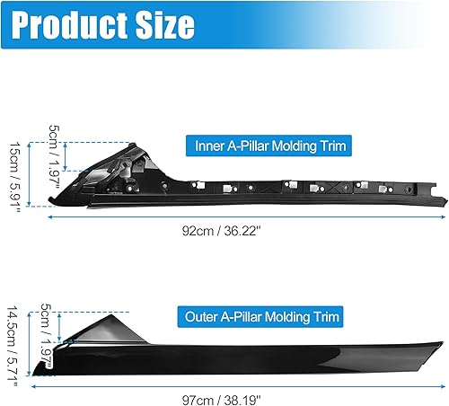 Miniatura 5 de X AUTOHAUX Kit de panel de moldura de pilar A para Ford Explorer 2011-2019 lado exterior e interior del conductor delantero que reemplaza 926-450