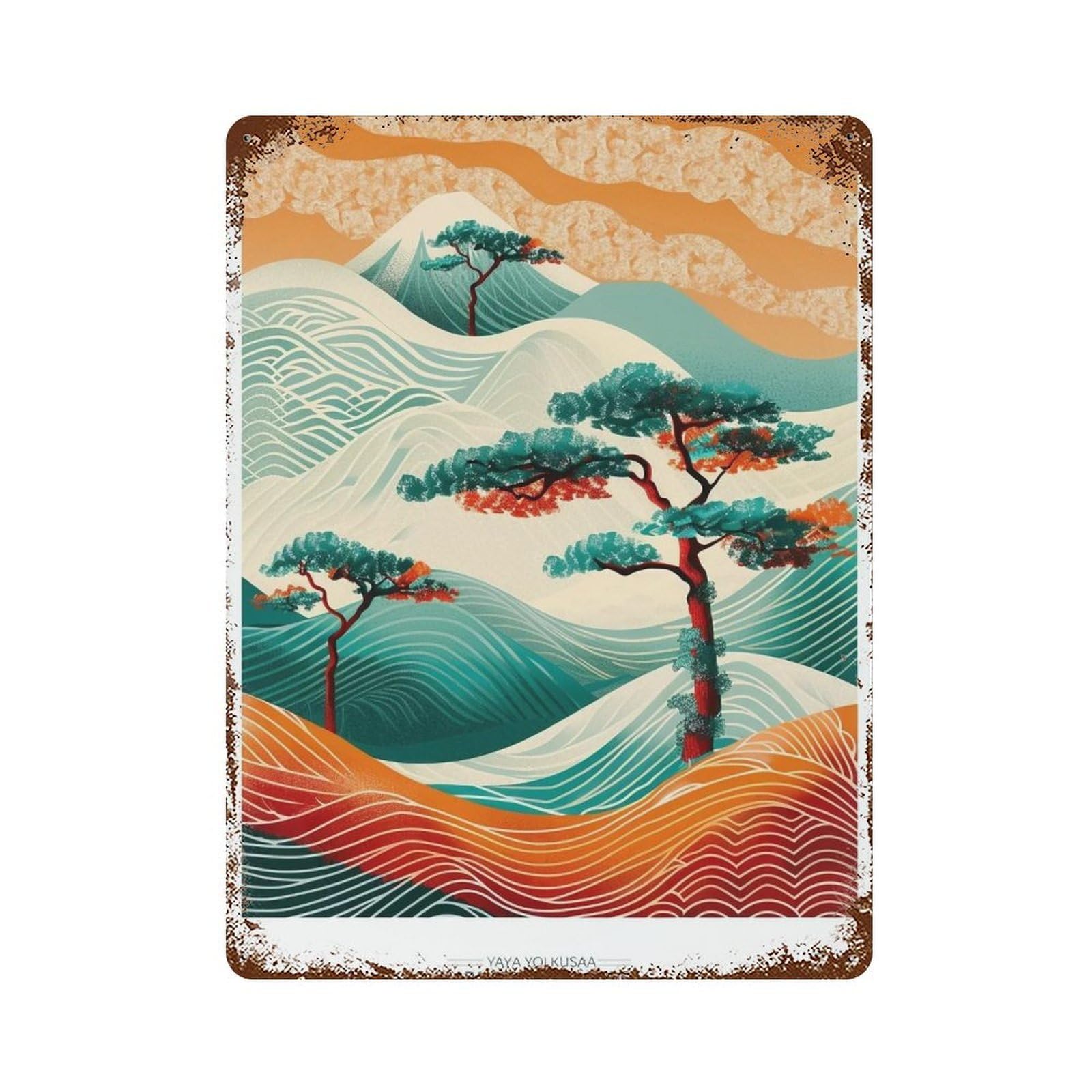 YHGERTKU Yayoi Kusama Japanese Grasslands 04 Wall Art Retro Iron Vintage Metal Tin Sign Poster Modern Decor for Living Rooms Gift 40x30cm