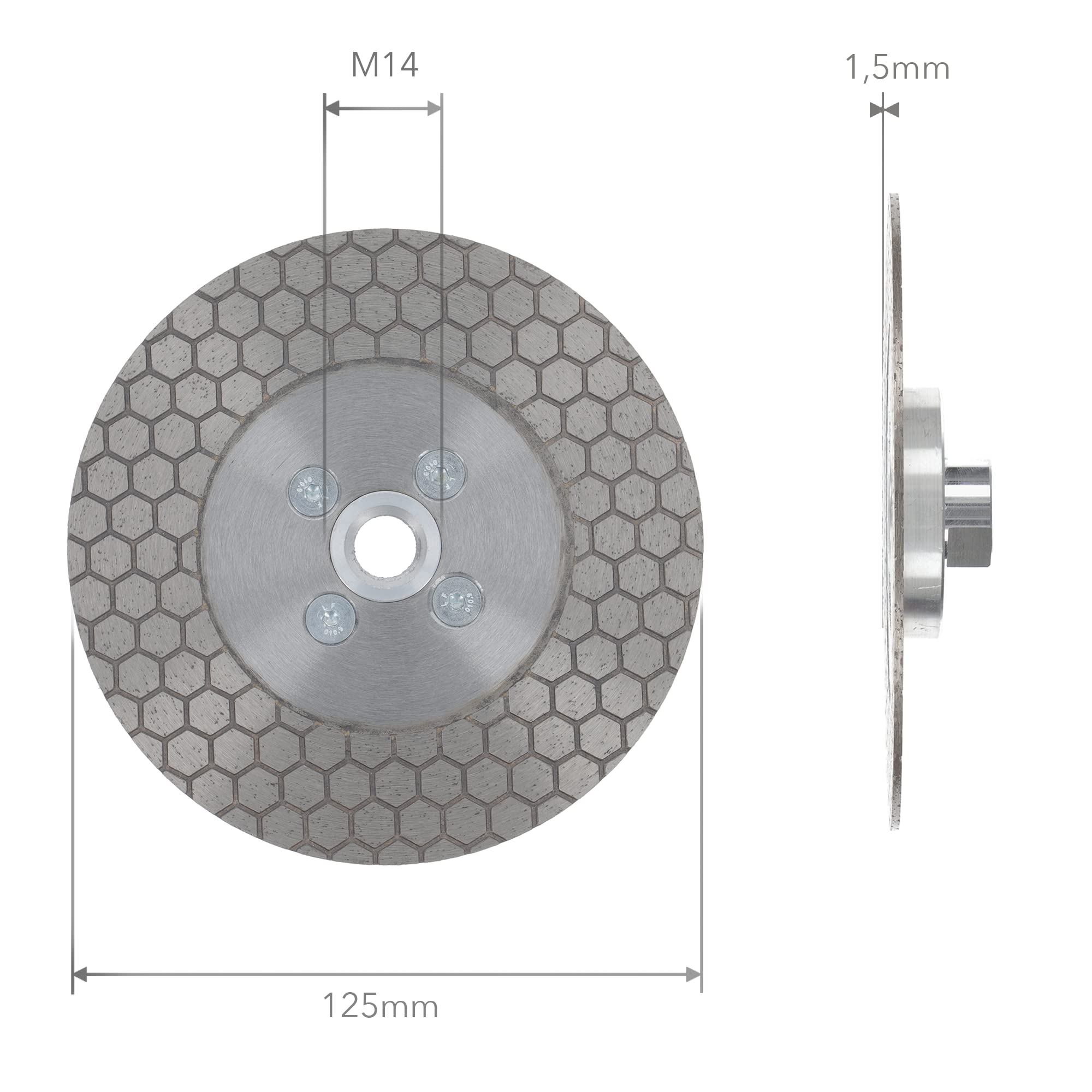 PRODIAMANT Jolly Disco Diamantato 125 mm x M14 - per piastrelle, gres porcellanato, ideale per smussatura, taglio a 45°, sbavatura e separazione, adatto a smerigliatrice angolare