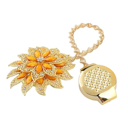 Phenovo Handsfree Diamond Floral Curtain Tieback Holdback Panel Broach Buckle Kitchen/Bathroom - gold, 41cm