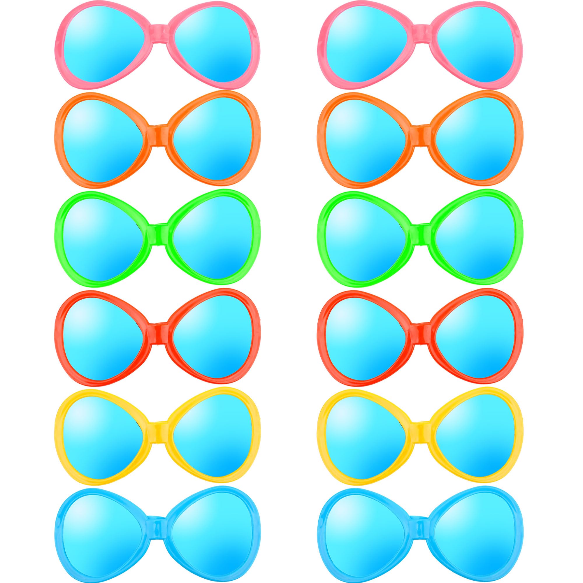 12 Pack Giant Novelty Plastic SunglassesJumbo Sunglasses Oversized Adult Party Sunglasses Funny Props for Booth Holiday Festival Supplies Clown Funny Party Photo, 6 Color