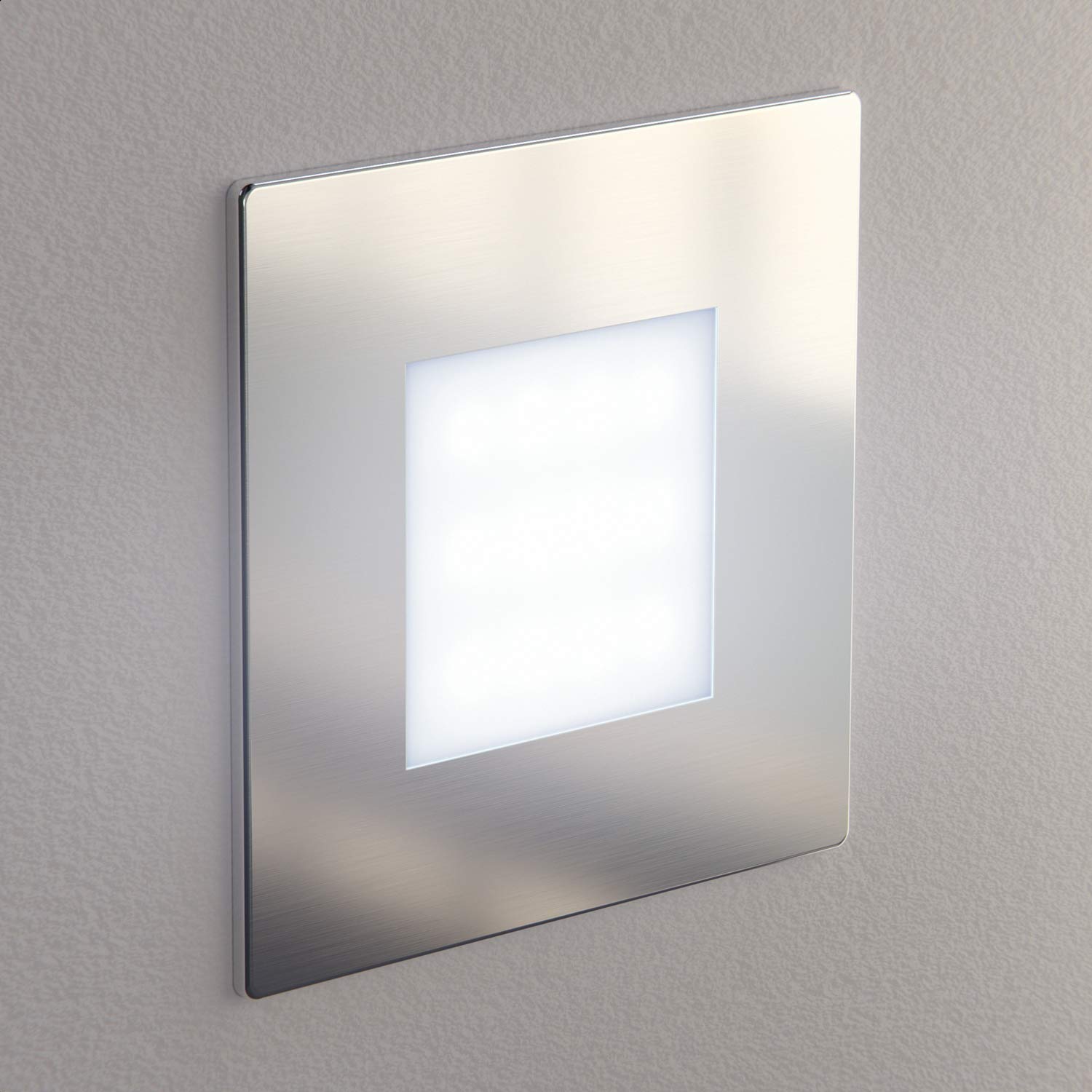 ledscom.de 3 LED Staircase Light/recessed wall Light FEX for Indoor and Outdoor use Angular, Stainless Steel, 85 x 85mm, Cool White - Image 4