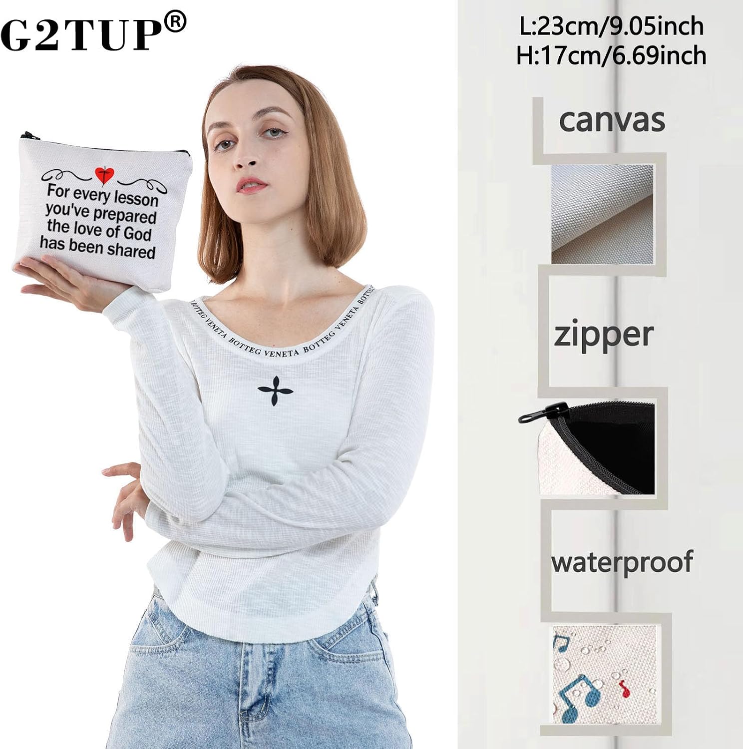 G2TUP Sunday Church Teacher Gift Christian Teacher Appreciation Cosmetic Bag For Every Lesson You've Prepared the Love of God