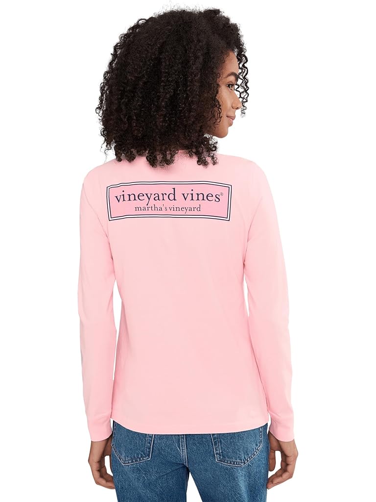 Pink Vineyard Vines Whale Long Sleeve Pocket Tee