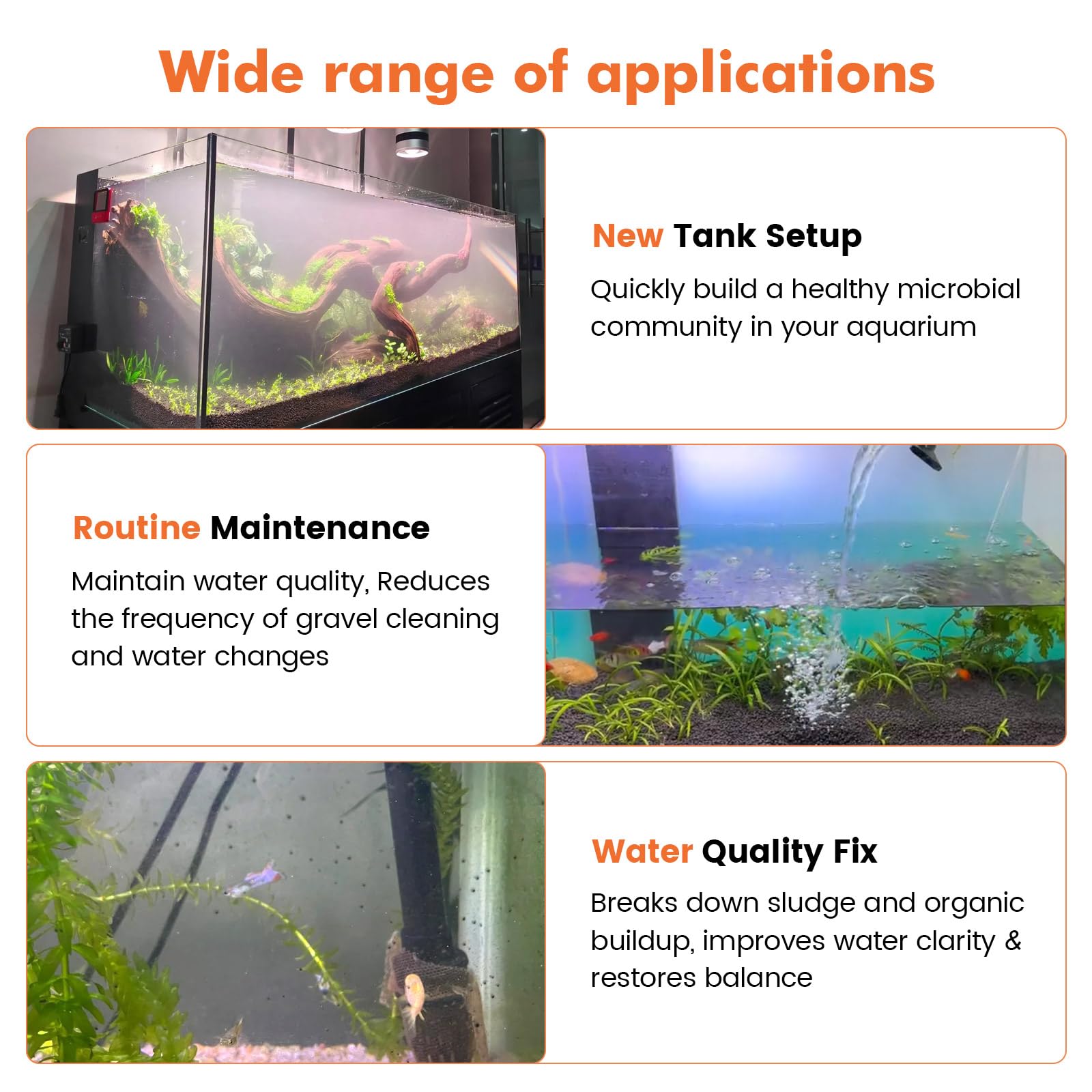 hygger Bio-clarificador de agua de acuario, reduce el desperdicio de peces y limpieza de lodos orgánicos, solución natural de gestión de residuos para acuarios de agua dulce y salada, 1000 ml