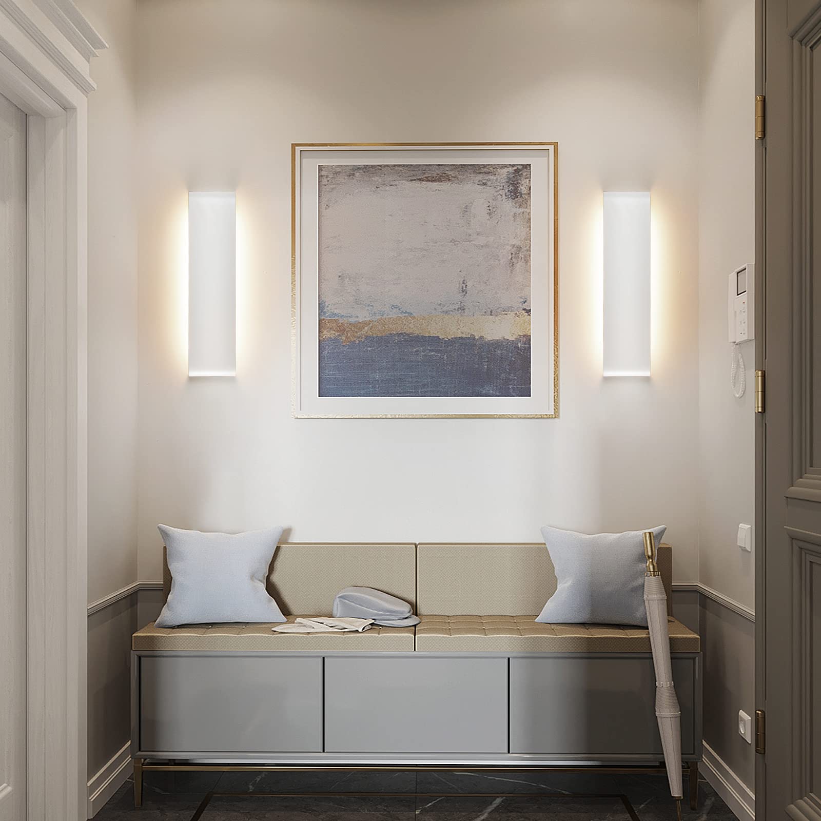 Applique da Parete Interno 18W,Moderno Up Down 2160LM, LED 4500K Bianco Neutro,Per Soggiorno Camera da Letto Scale Corridoio Lampada Muro 2 Pezzi