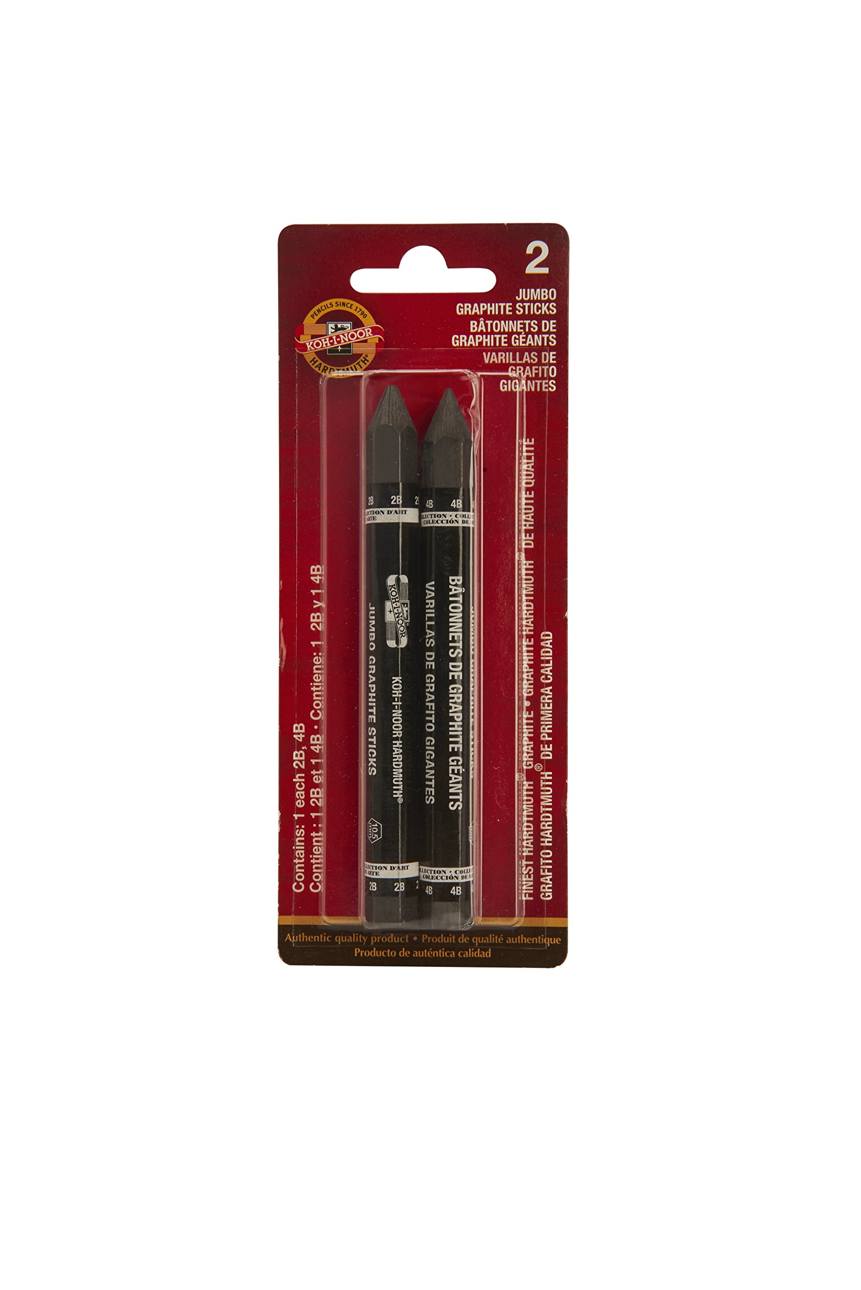 Koh-I-Noor Jumbo Graphite Stick Set, 2B and 4B Degrees, Pack of 2 (FA8971.2BC)