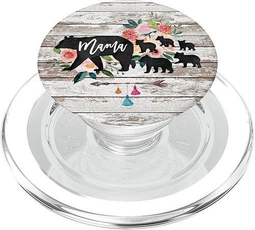 Mama Bear Five Baby Cubs - PopSockets de madera rústica de granero con flechas florales PopGrip agarre intercambiable para teléfonos y tabletas,