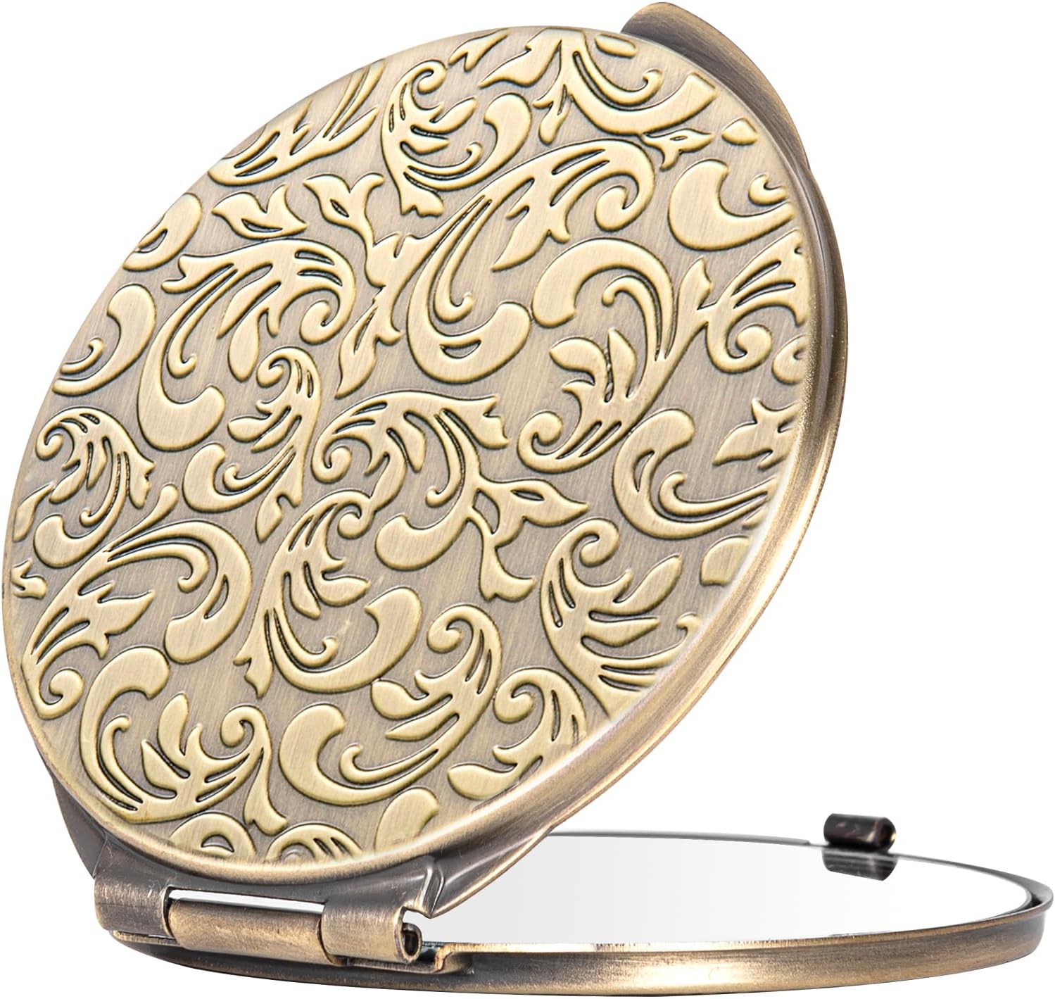 Portable Round Printed Mirror (Antique Bronze)