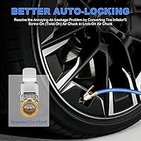 Vista 5 de Mandril de aire de neumático de bloqueo de 2 piezas, adaptador de manguera de inflado de neumáticos de latón, boquilla de neumático con roscas