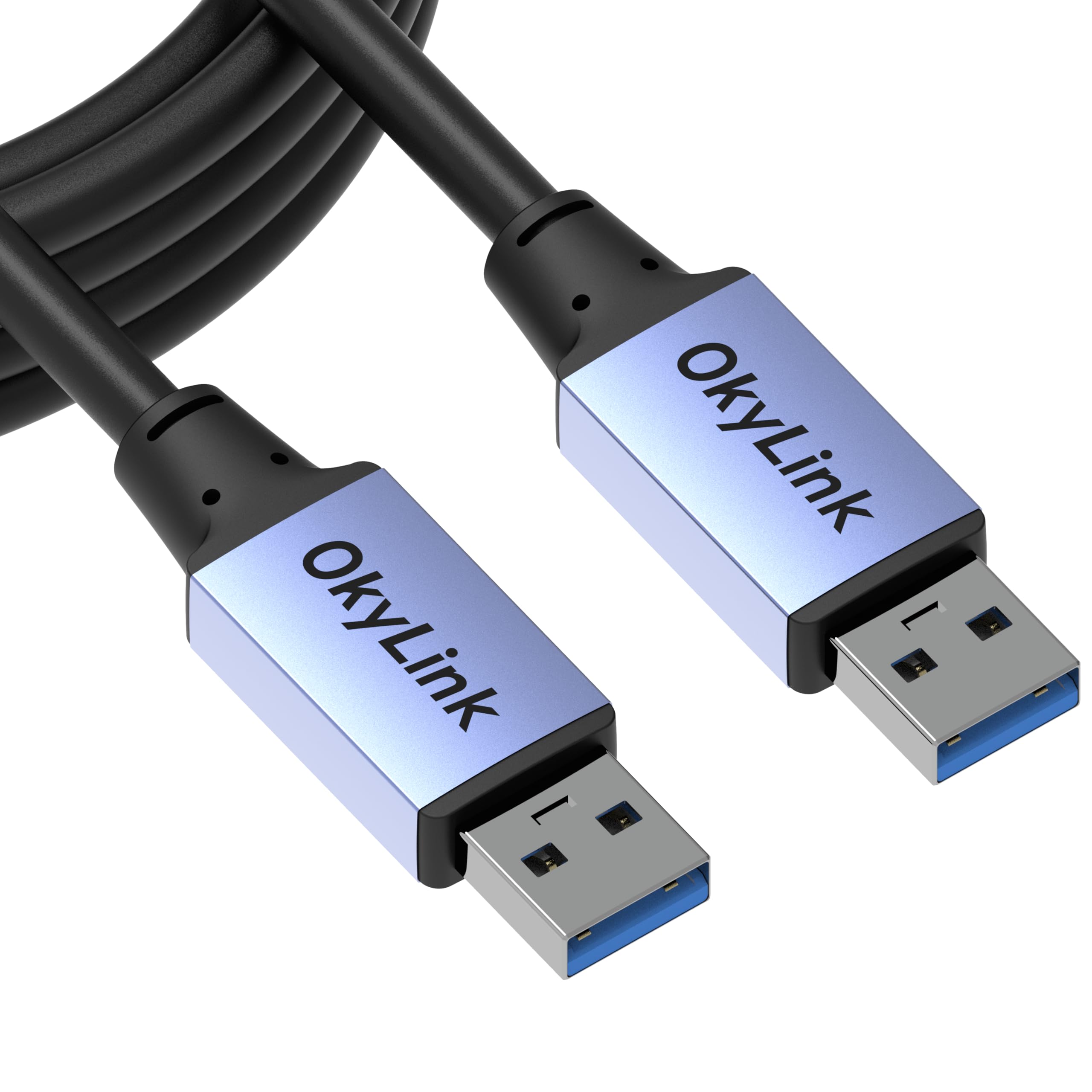 OkyLink 3M USB 3.0/3.2 Gen 1 kabel do transmisji danych, wtyczka A na wtyczkę A 5 Gbps z aluminiową obudową do drukarek etykiet, urządzeń biurowych