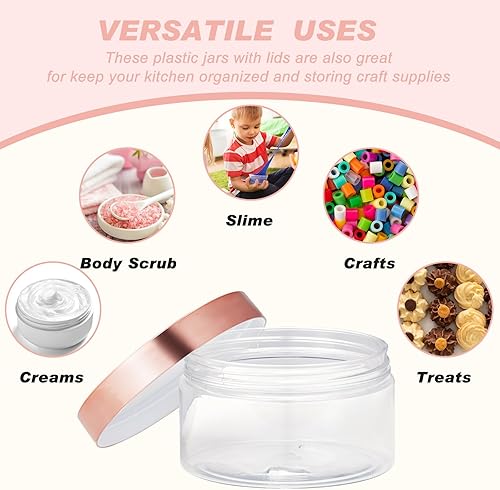 Miniatura 7 de Dandat 24 recipientes de plástico PET para cosméticos a prueba de fugas, frascos cosméticos vacíos con tapa y etiqueta, tarros de viaje de