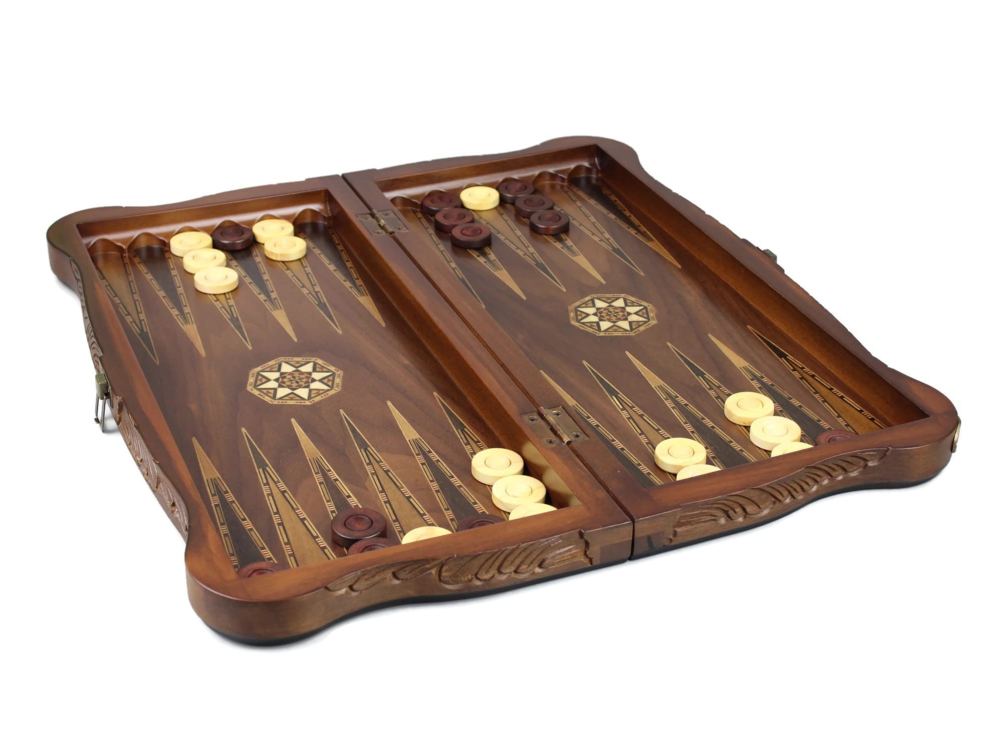 Wooden Helena Backgammon 2181 - Set Carved Walnut 20"