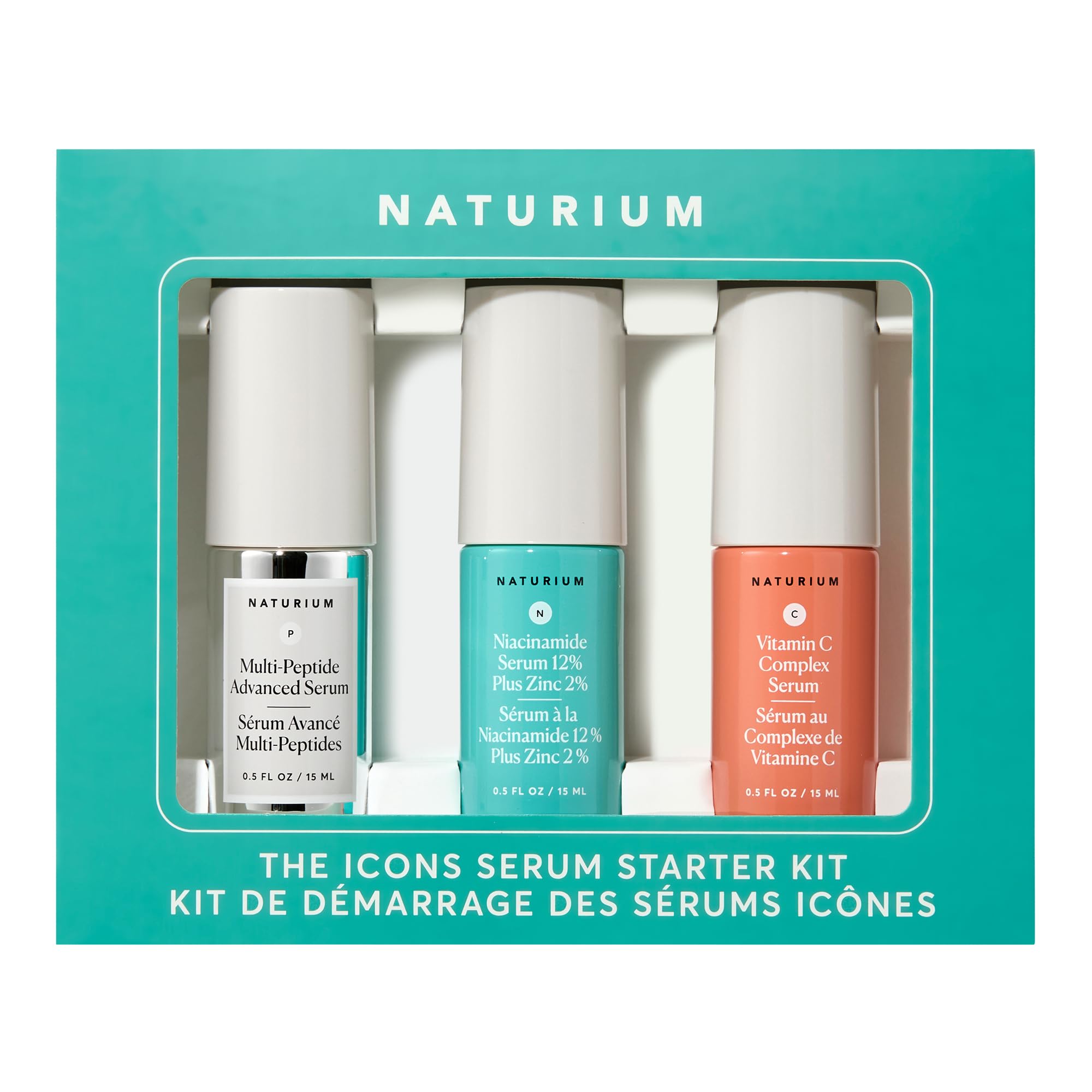 Naturium The Icons Serum Starter Kit - Niacinamid 12% Plus Zink 2%, Vitamin C Complex, Multi-Peptide Advanced Serum, 3 x 14,8 ml