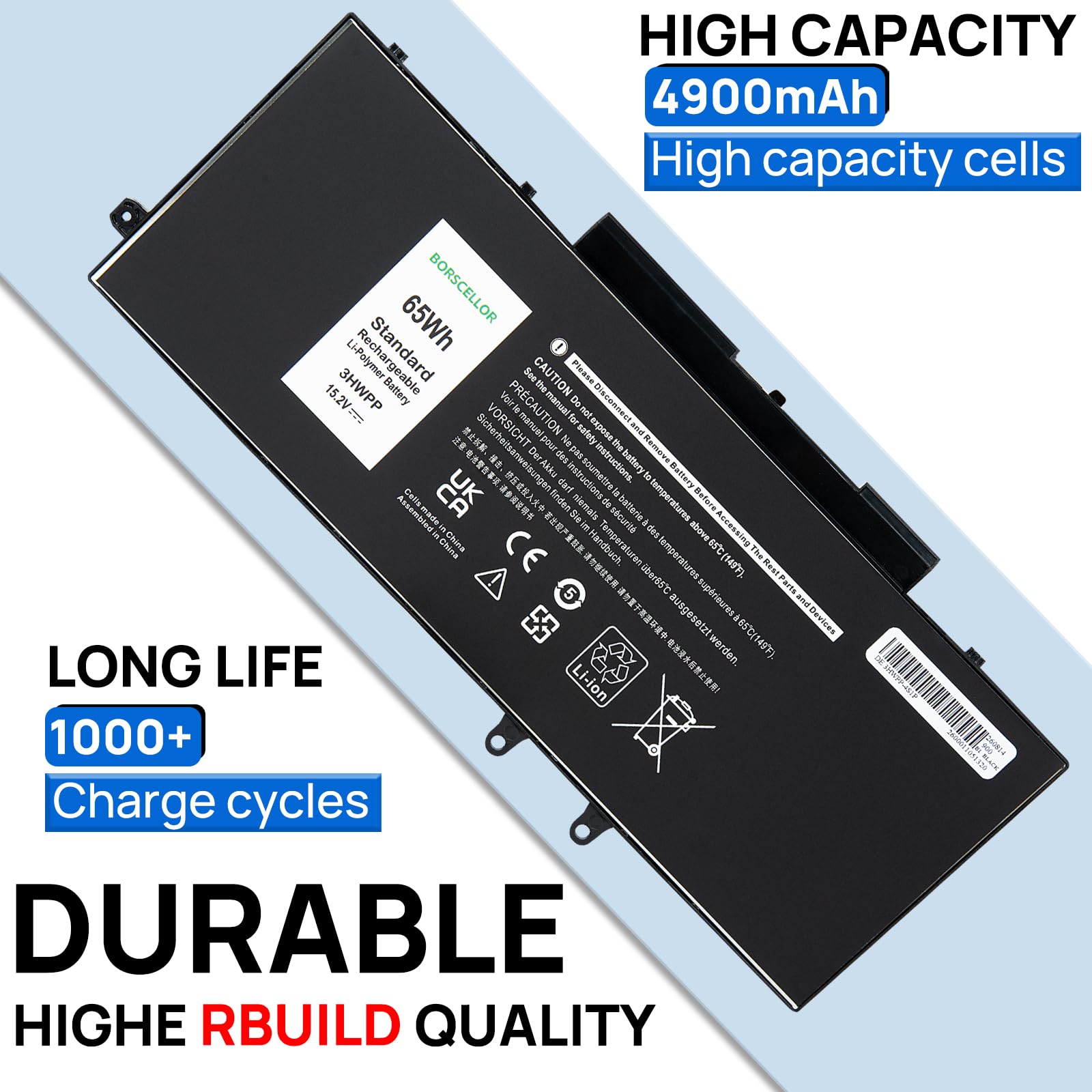 3HWPP Batterie pour Dell Latitude 5401 5410 5411 5511 5501 5510 Precision 3541 3551 Inspiron 17 7500 7506 2 en 1, Inspiron 7706 2 en 1 Noir 3YNXM 03HWPP 4 51-BCMN 10X1J N2NLL 1VY7F