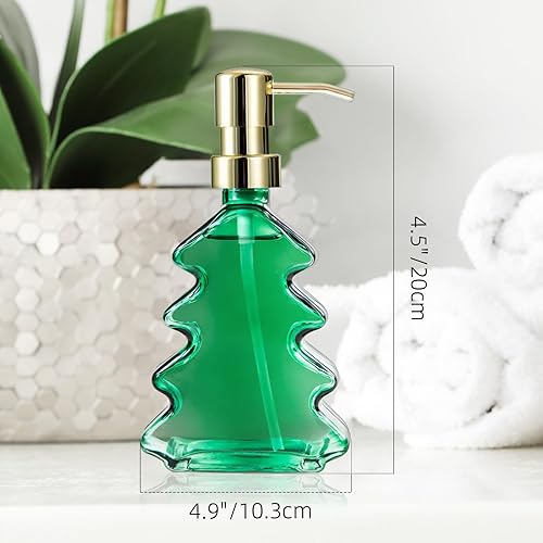 Miniatura 7 de Dispensador de jabón de vidrio verde, 2 piezas, dispensador de jabón para platos de manos con bomba para baño, fregadero de cocina, decoración del