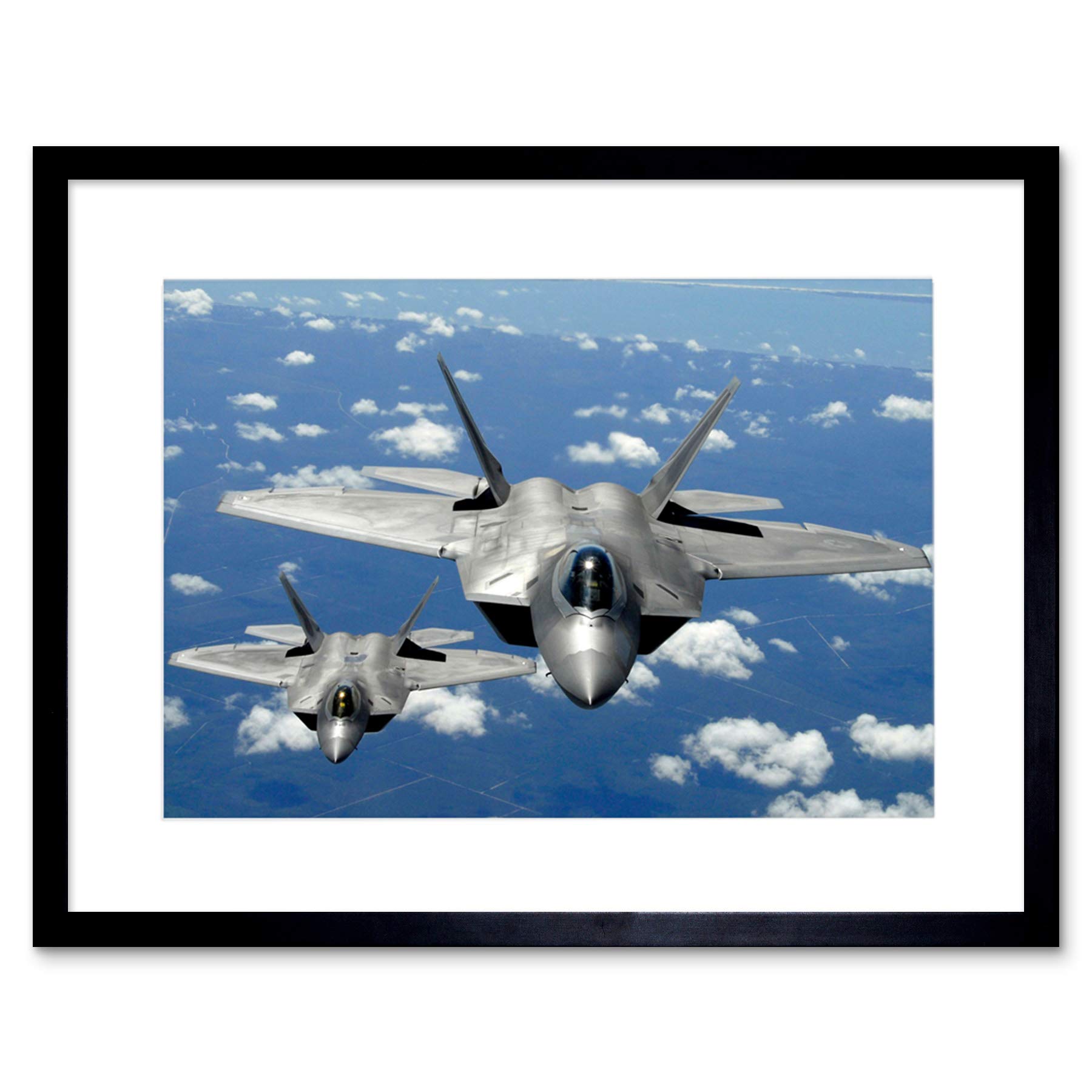 Wee Blue Coo Military Air Plane Fighter Jet F22 Raptor Tyndall Framed Wall Art Print