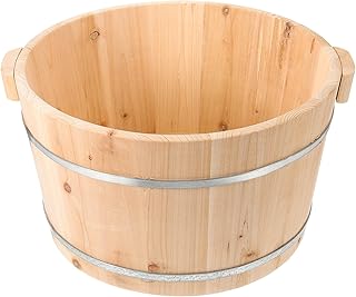 Angoily Wooden Foot Bath Bucket, Wood Foot Tub for Soaking Feet Pedicure Bowl, Spa Massage Pedicure Barrels, Bath Basin, Soak Tub for Home Sauna 21cm