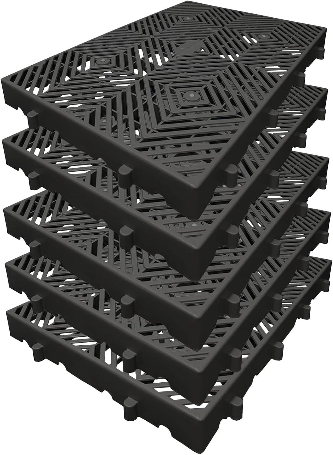 Plastic Pallet, Safety Storage Nestable Shipping Grid Pads, 2pcs HDPE Automotive Non-Slip Platform Firm Warehouse Pad for Supermarket Pet (5pcs-23.6x15.7x2IN)