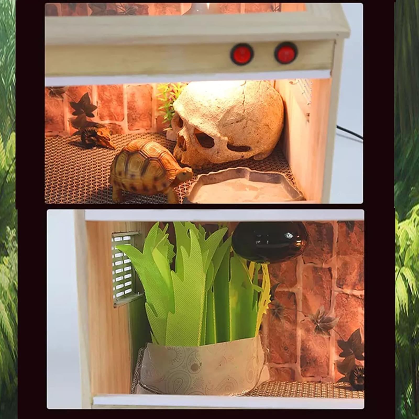 Casa de tortuga de madera, terrario de reptiles para lagartos, camaleones y gecos, hábitat interior y exterior para mascotas pequeñas