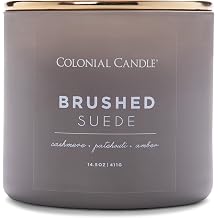Colonial Candle Brushed Suede Scented Jar Candle, Pop of Color Collection, 3 Wick, Grey, 14.5 oz - Up to 60 Hours Burn