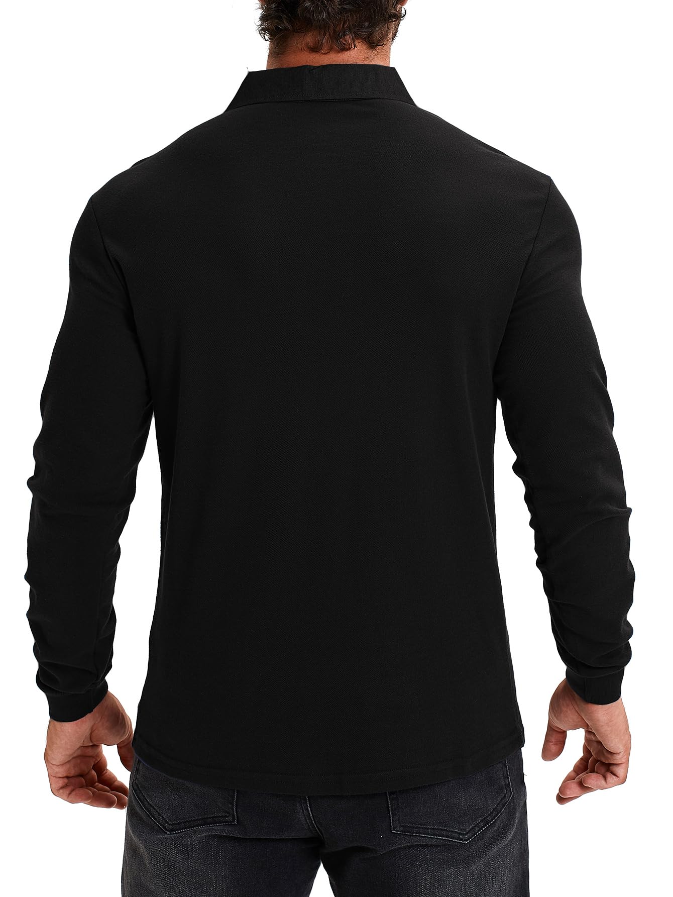 KUNJLELP 100% Cotone Polo da Uomo Manica Lunga Ricamo di Giraffa Maglietta Uniformi Polo da Lavoro per l'autunno e l'inverno