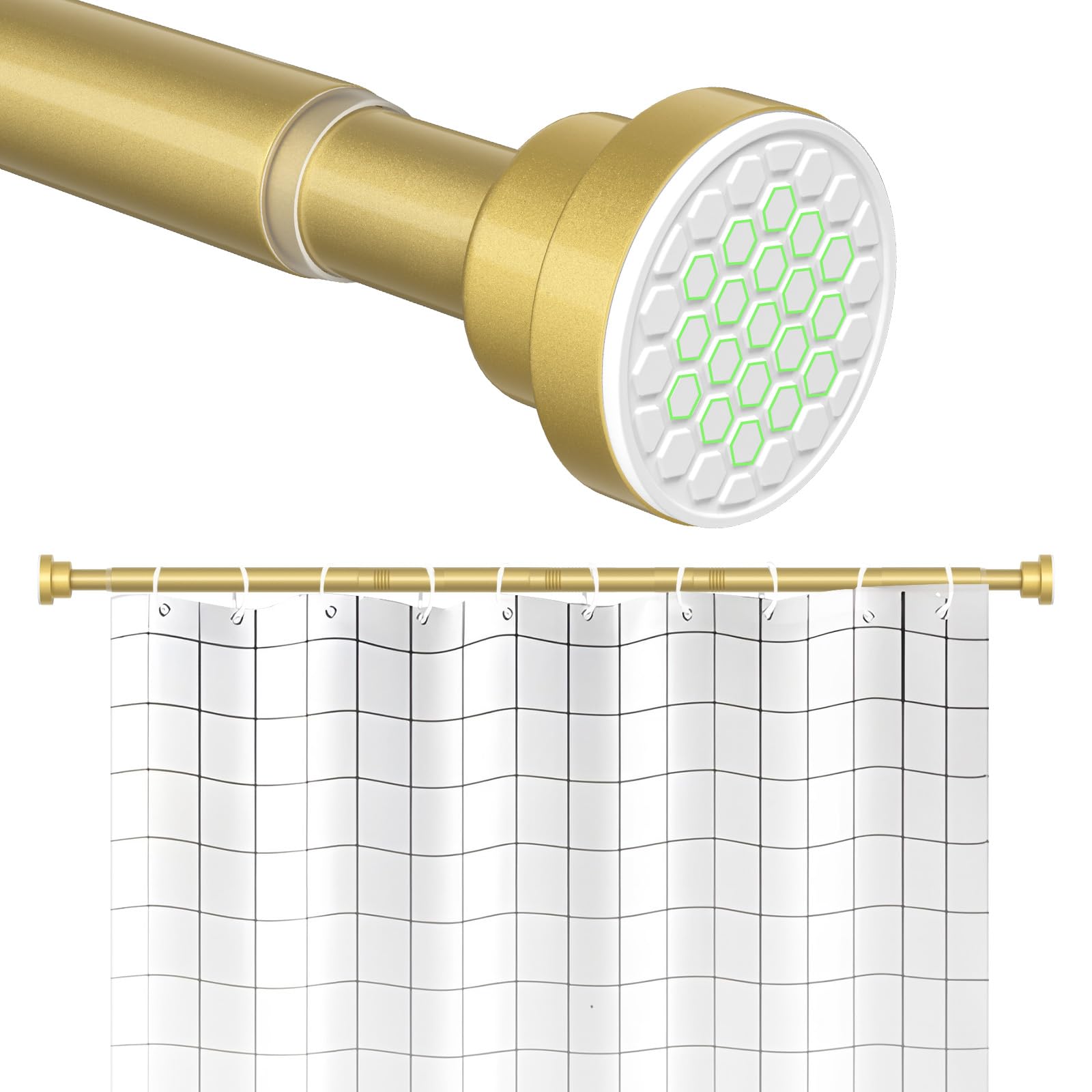 Shower Curtain Rod 45 to 77 Inches Gold Tension Curtain Rod