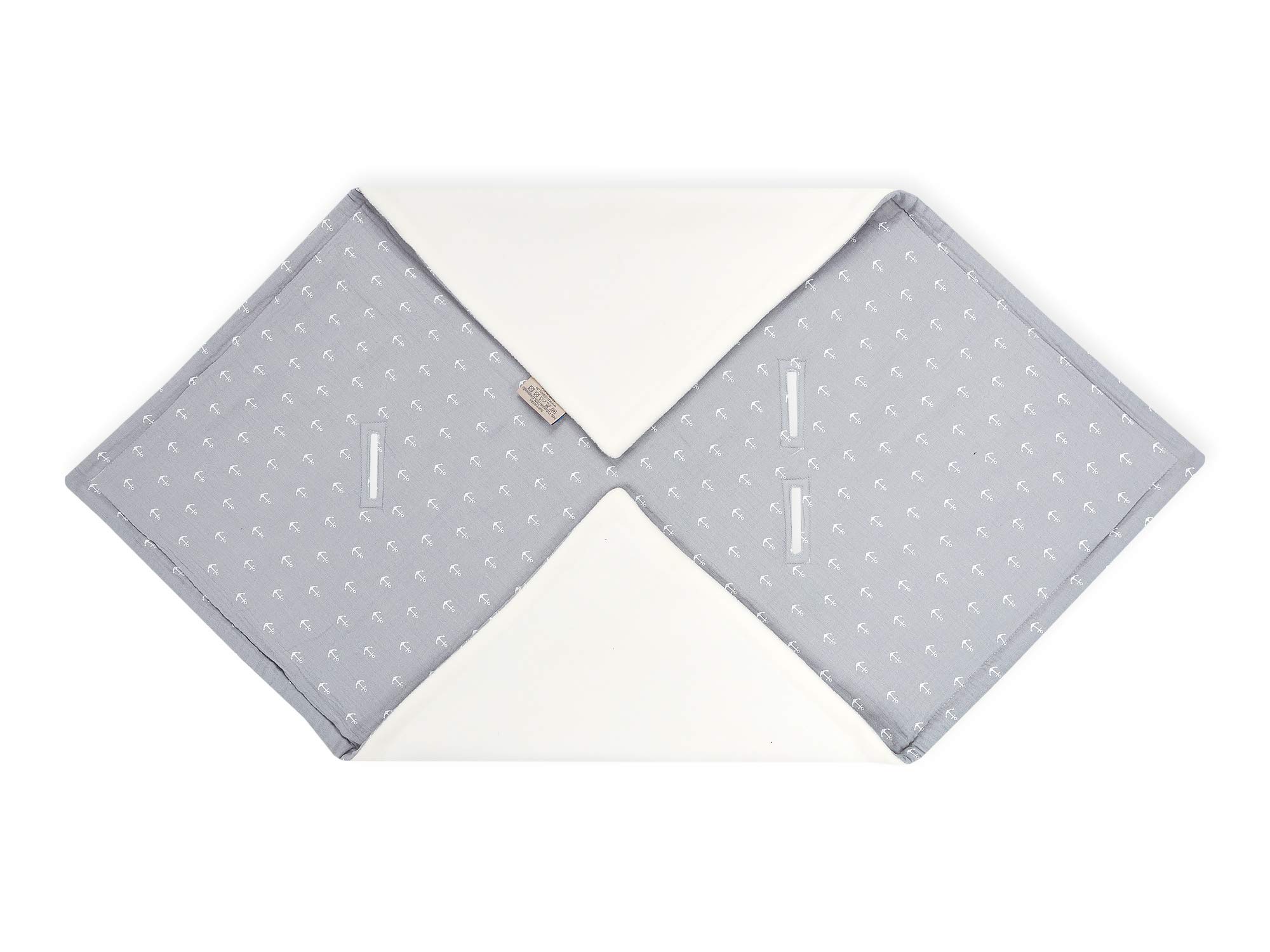 KraftKids Manta para capazo de muselina con ancla gris, 100 x 100 cm, manta de forro polar suave y cálida