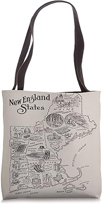 Historic New England Industries and Manufactured Goods Map Tote Bag