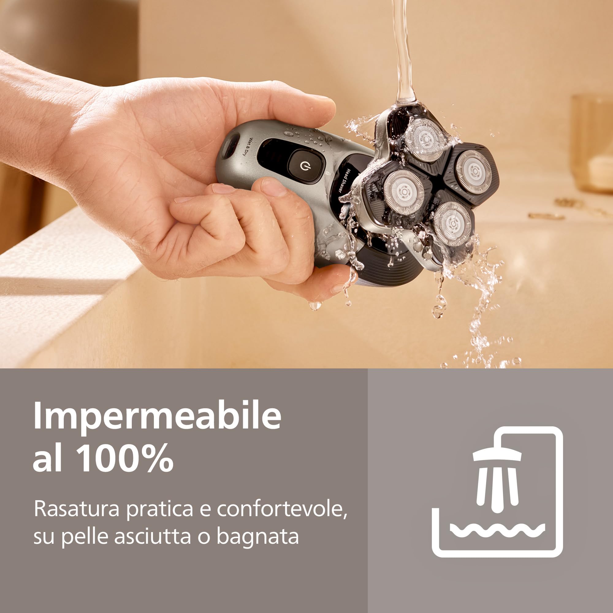 Philips Head Shaver Pro Serie 9000 - Rasoio per uomo e donna, testina flessibile a 360° e lame ComfortCut per una rasatura pulita e delicata sulla pelle, modello HS9980/15