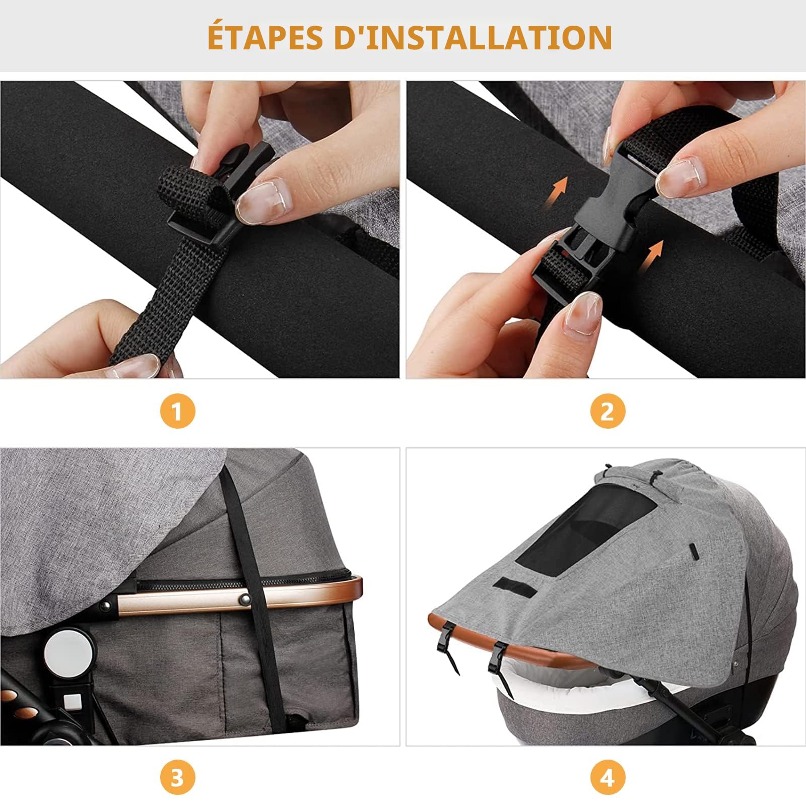 Pare Soleil Poussette Universelle Anti-UV Imperméable