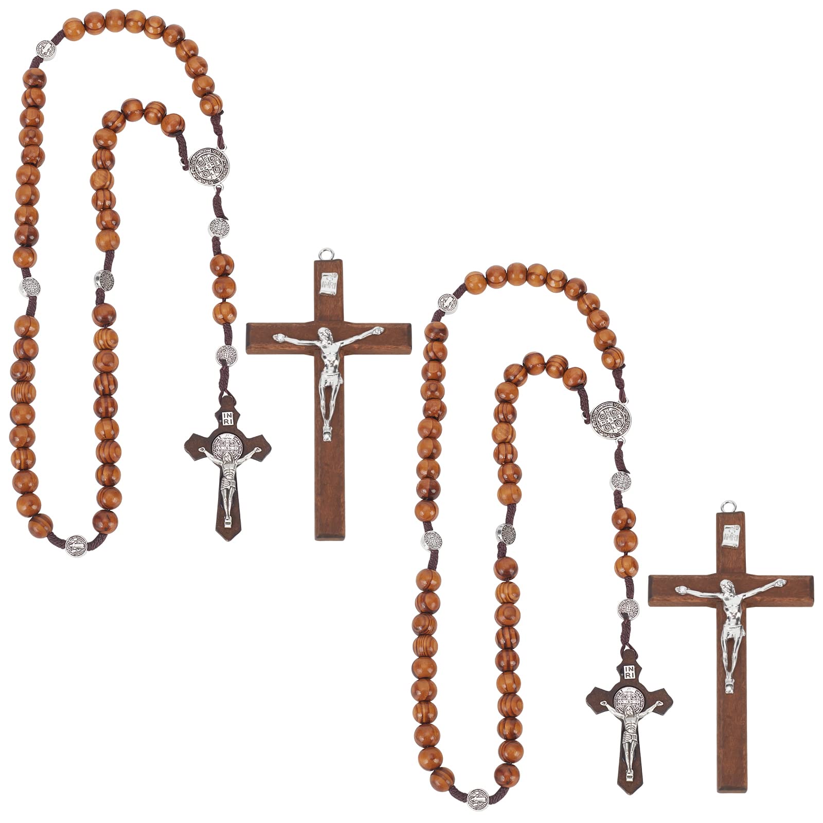 Amazon.co.jp: WEBEEDY 木製ロザリオセット 十字架2個 祈り