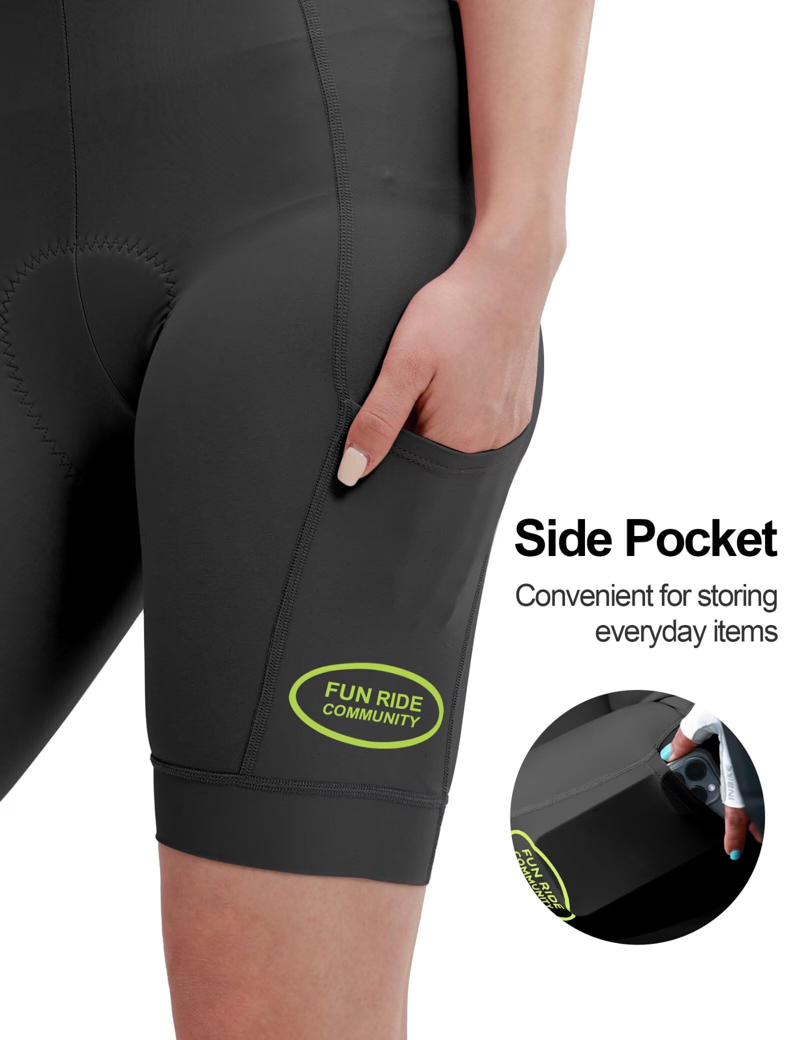 INBIKE Salopette da ciclismo da donna 4D ad alta densità in spugna imbottita traspirante e riflettente collant con tasche