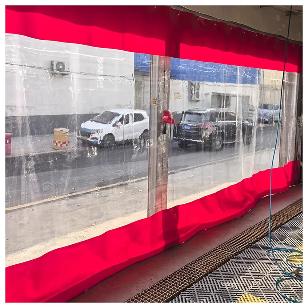 GJMSSMY Garage Divider Curtains, Industrial Wash Bay Curtains with Eyelets, Outdoor Vinyl Curtains for Patio, Heavy-Duty Waterproof Car Wash Partition Curtain(Rosso,3x3m/9.8x9.8ft)