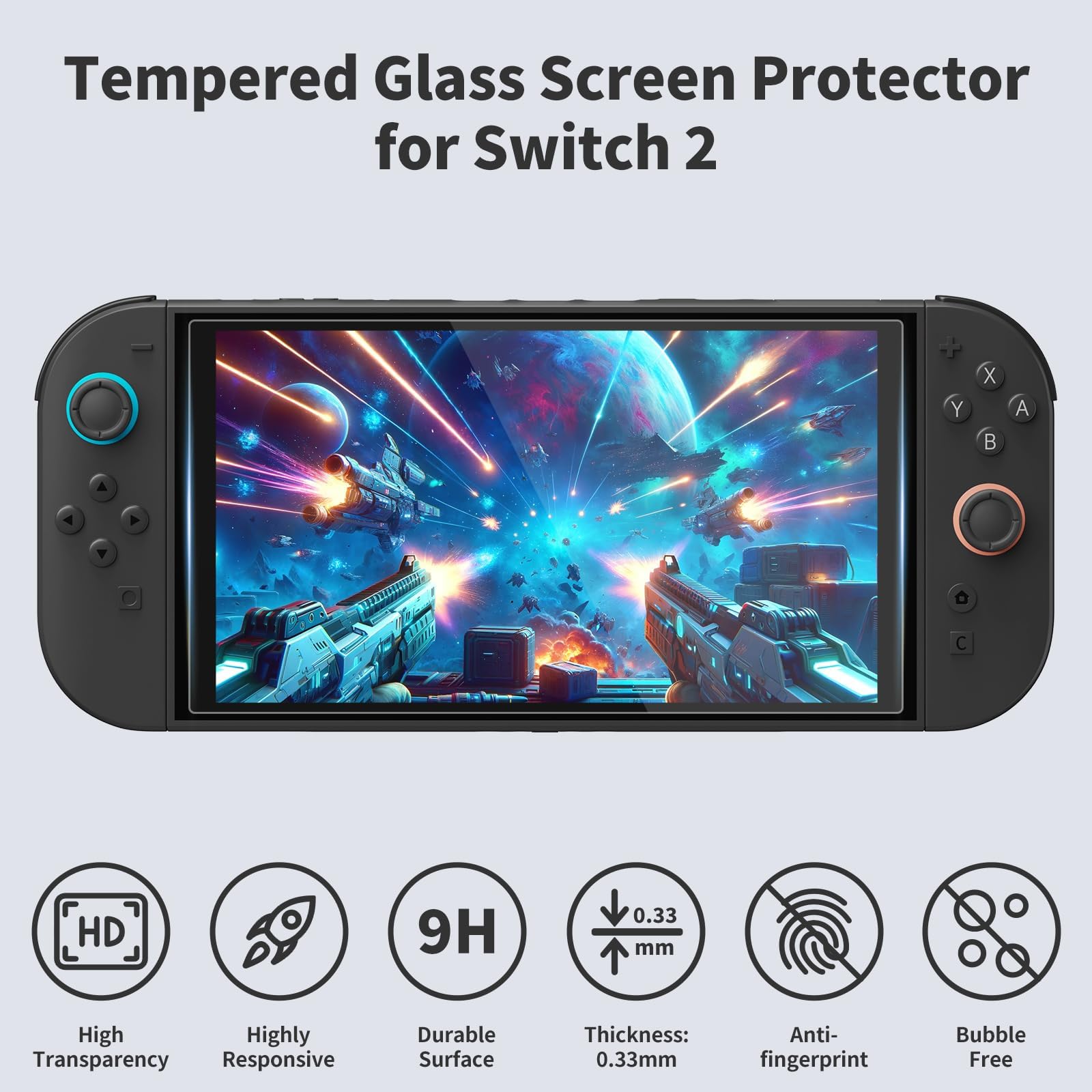 PALPOW Funda Protector Compatible con Nintendo Switch 2 Consola，Estuche rígido y Delgado con Vidrio Templado, 8 agarres para el Pulgar, Kit 10 en 1 para Switch 2, 10 Ranuras para Tarjetas de Juego — view 8