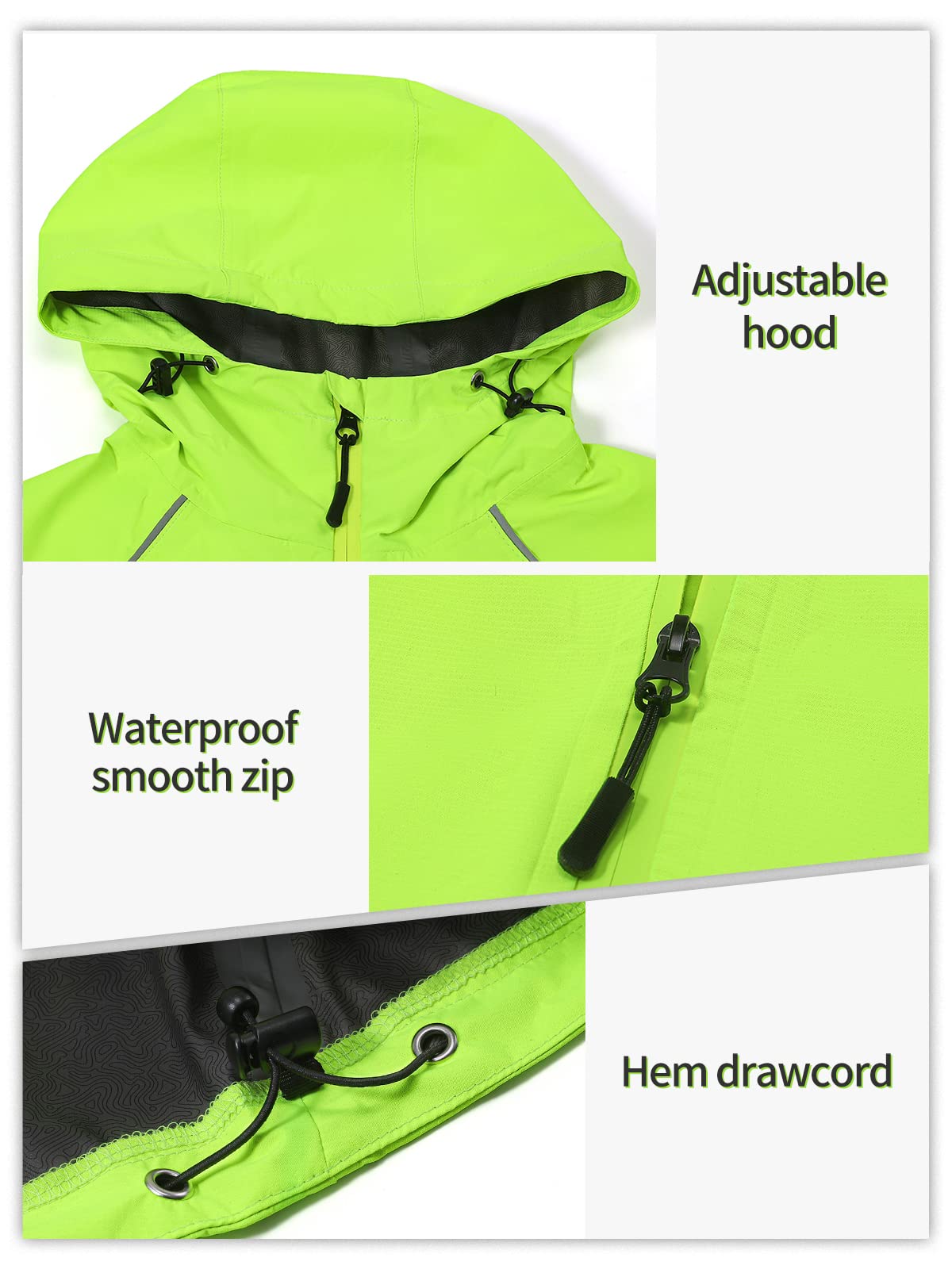 BERGRISAR Giacca Ciclismo e Running Antivento Impermeabile Leggera Uomo con Cappuccio, Antipioggia per Bici Mtb
