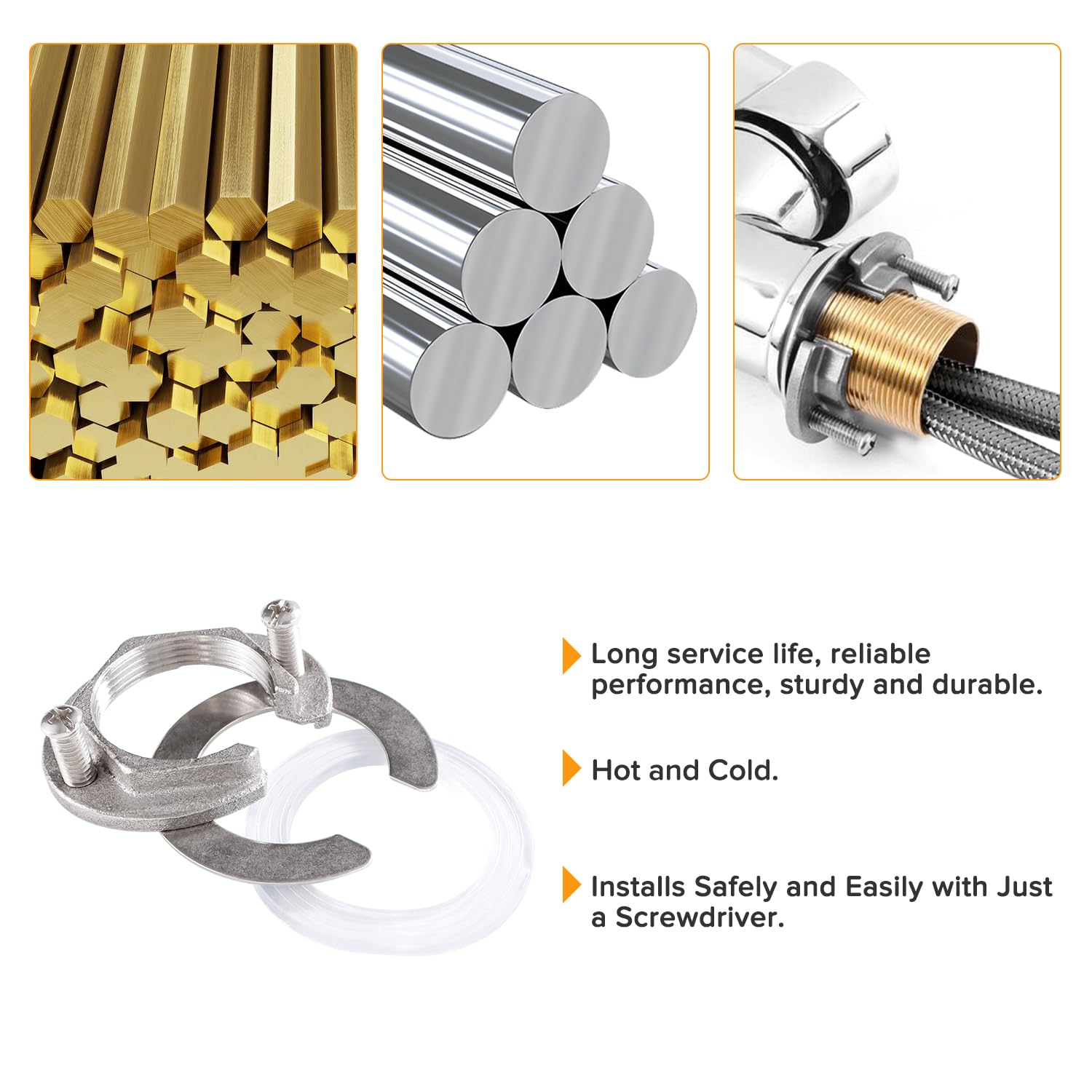 31mm Kit de Tuercas de Fijación de Grifo, Kit de Fijación de Grifo, para Grifos de Agua Caliente y Fría en Lavabos de Cocina y Baño, Acero Inoxidable