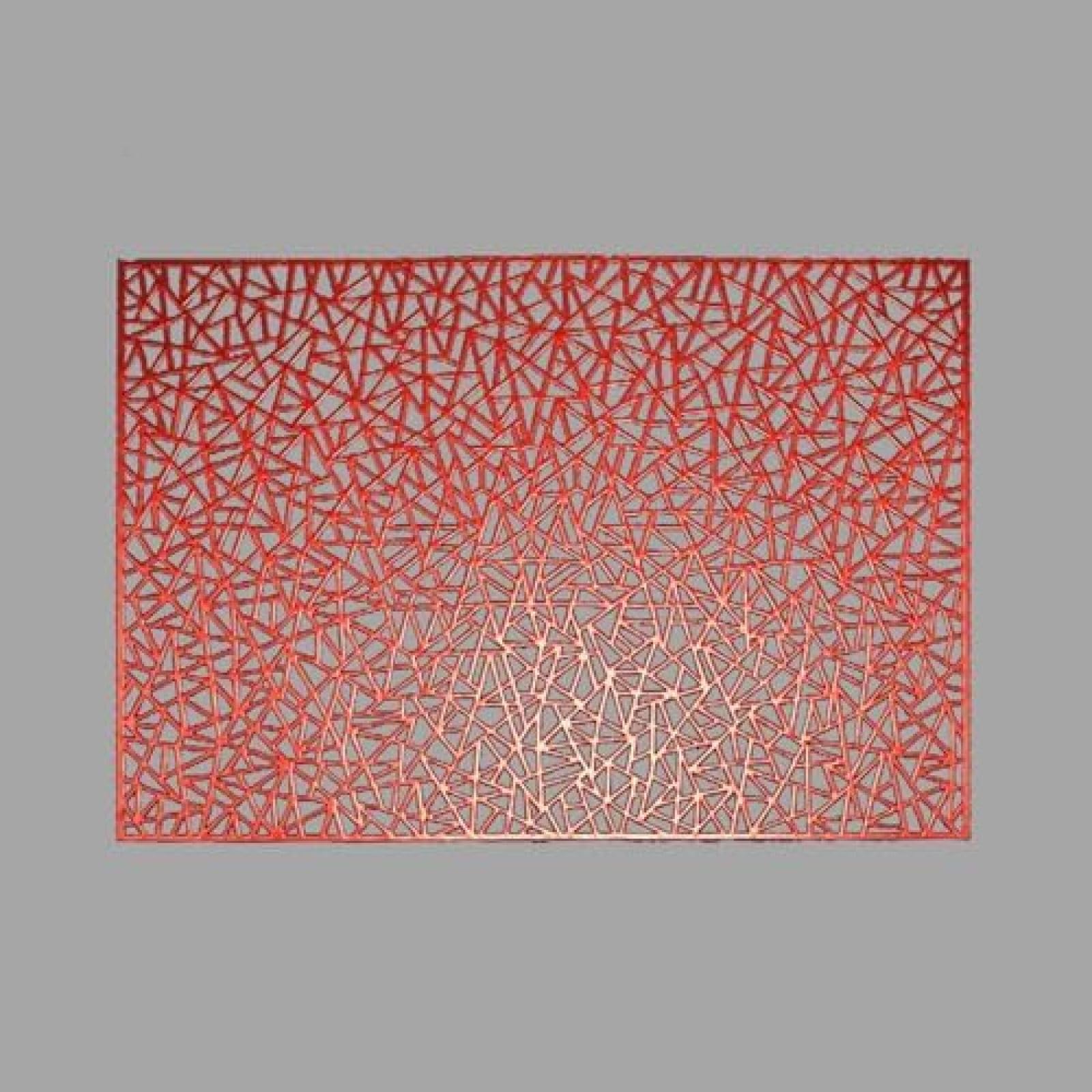Set de table rouge et argent PVC 45x30 cm | Lot de 4 rectangulaires géométriques