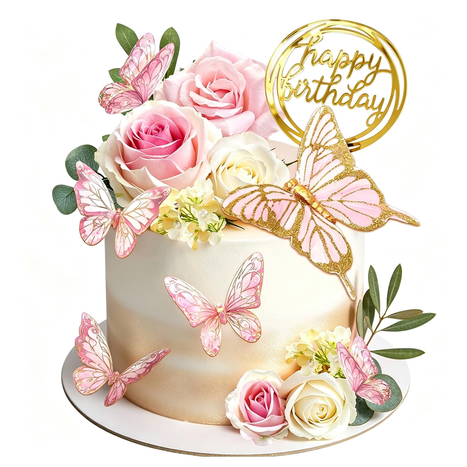 exylosluxek 23 pieces 23 Pcs Pink Cake Decorations for Women